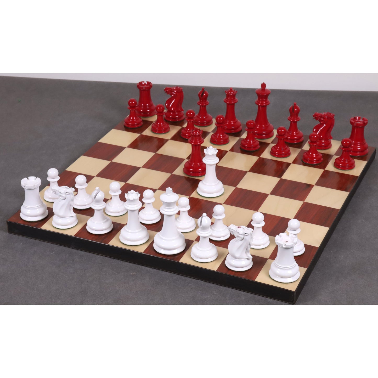 1849 Jacques Cook Staunton Collectors Chess Set- Chess Pieces Only - Red & White - 3.75"