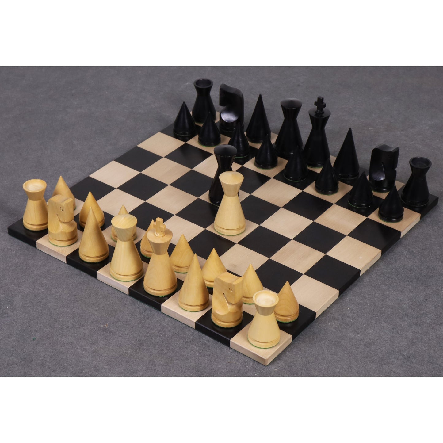 3.1" Russian Poni Minimalist Chess Set- Chess Pieces Only - Ebonised Boxwood & Boxwood