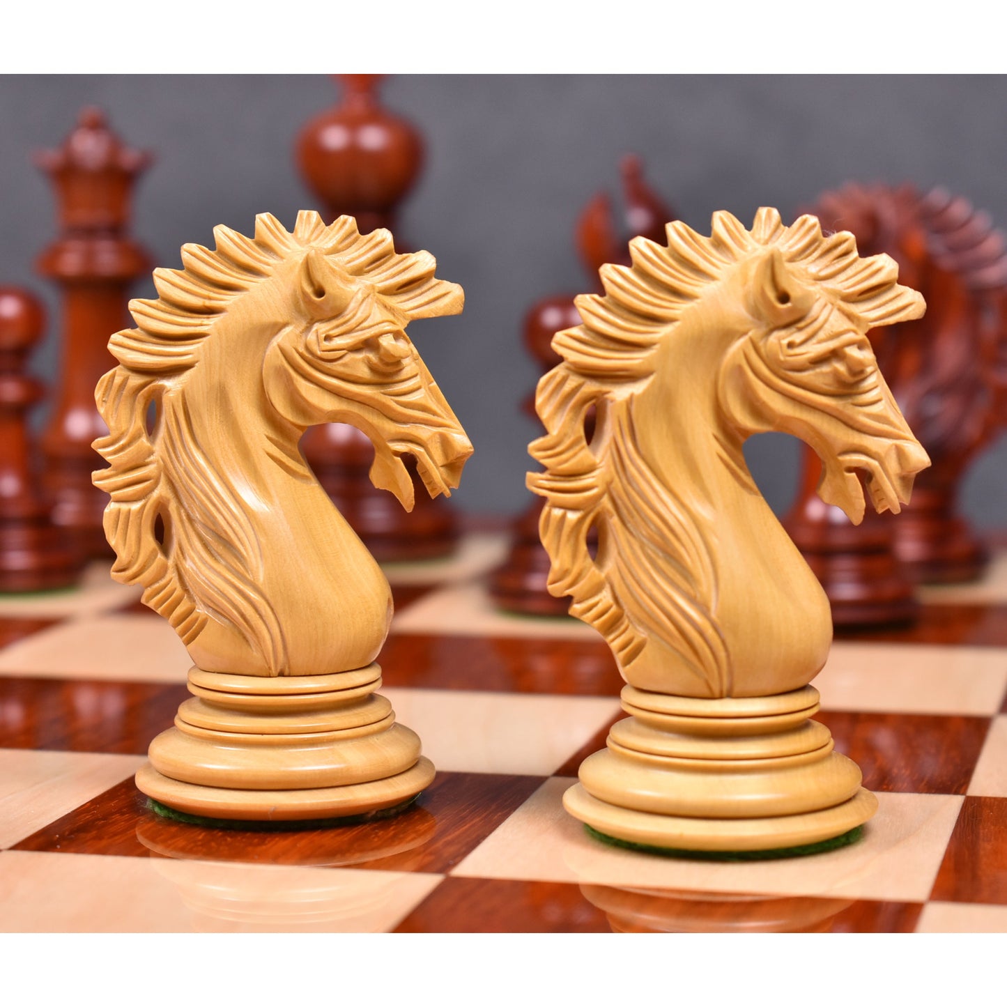 Combo of 4.6" Mogul Staunton Luxury Bud Rose Wood Chess Pieces with Chessboard and Storage Box