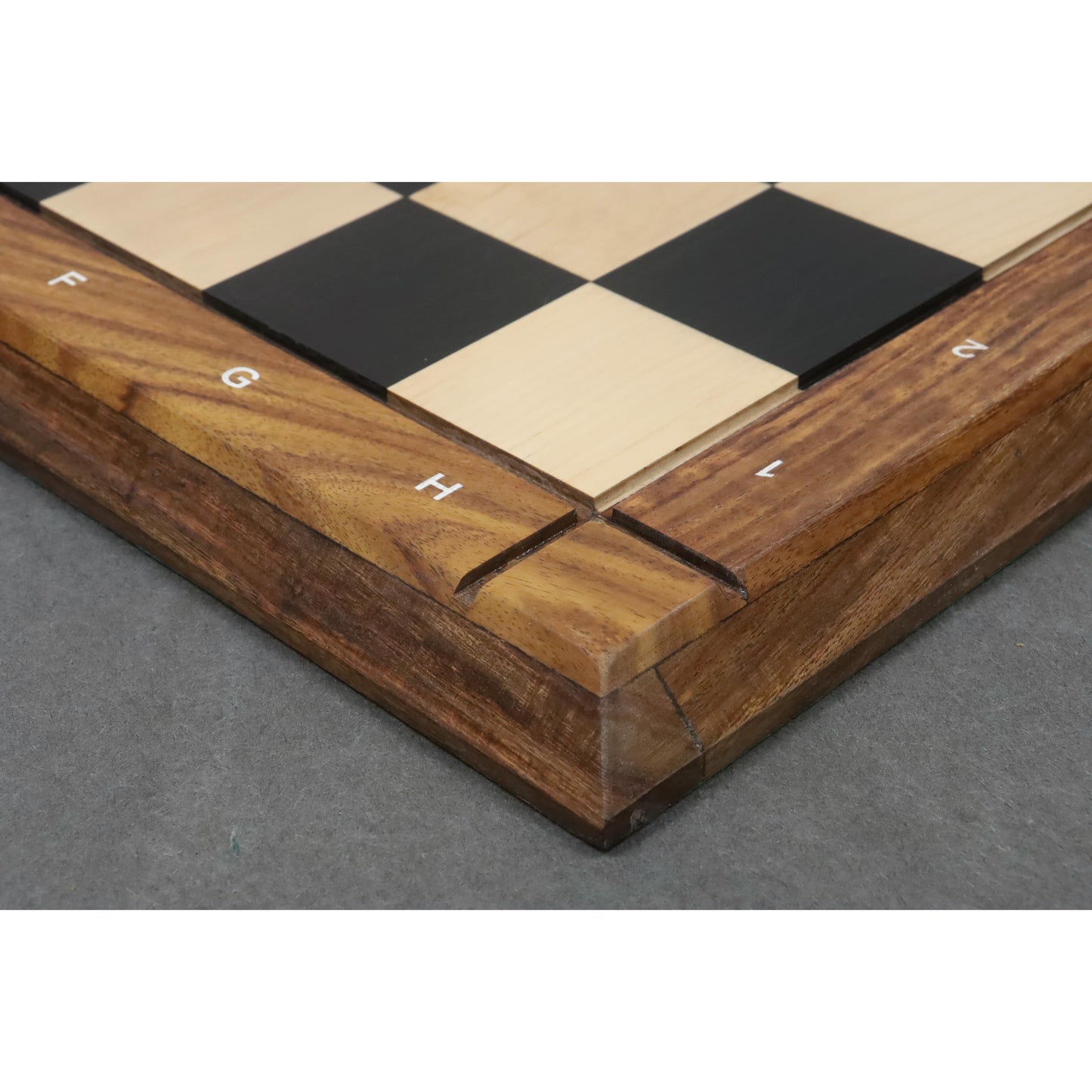 21" Solid Ebony & Maple Wood Chess Board With Notations - 55 mm square - Matt Finish