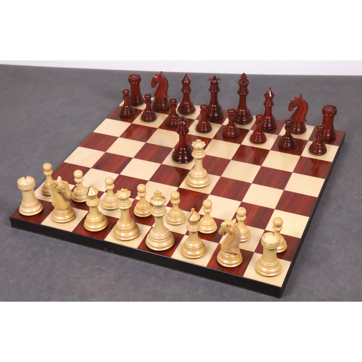 3.9" New Columbian Staunton Chess Set- Chess Pieces Only - Bud Rosewood - Double Weighted