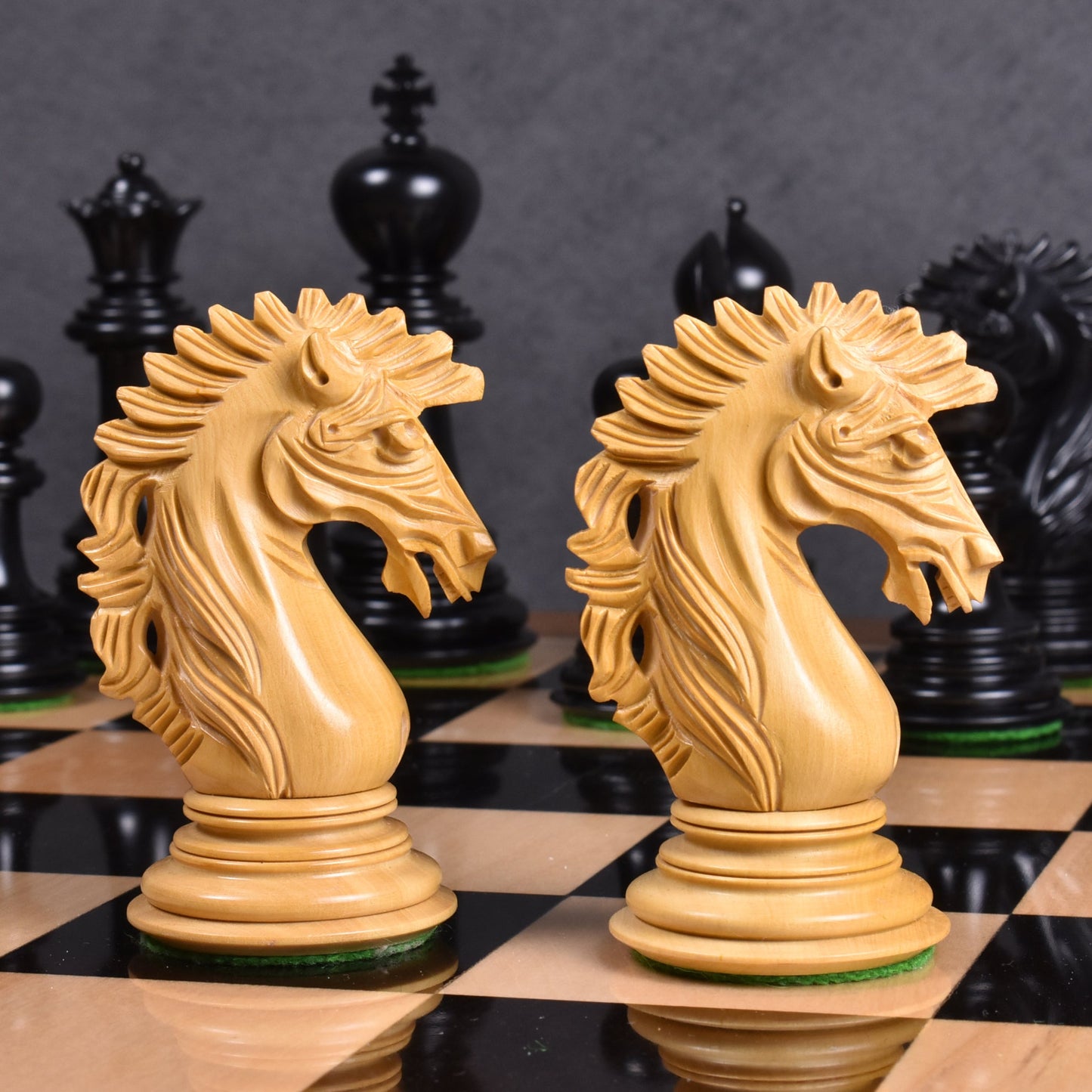 4.6" Mogul Staunton Luxury Chess Set- Chess Pieces Only - Triple Weighted Ebony Wood