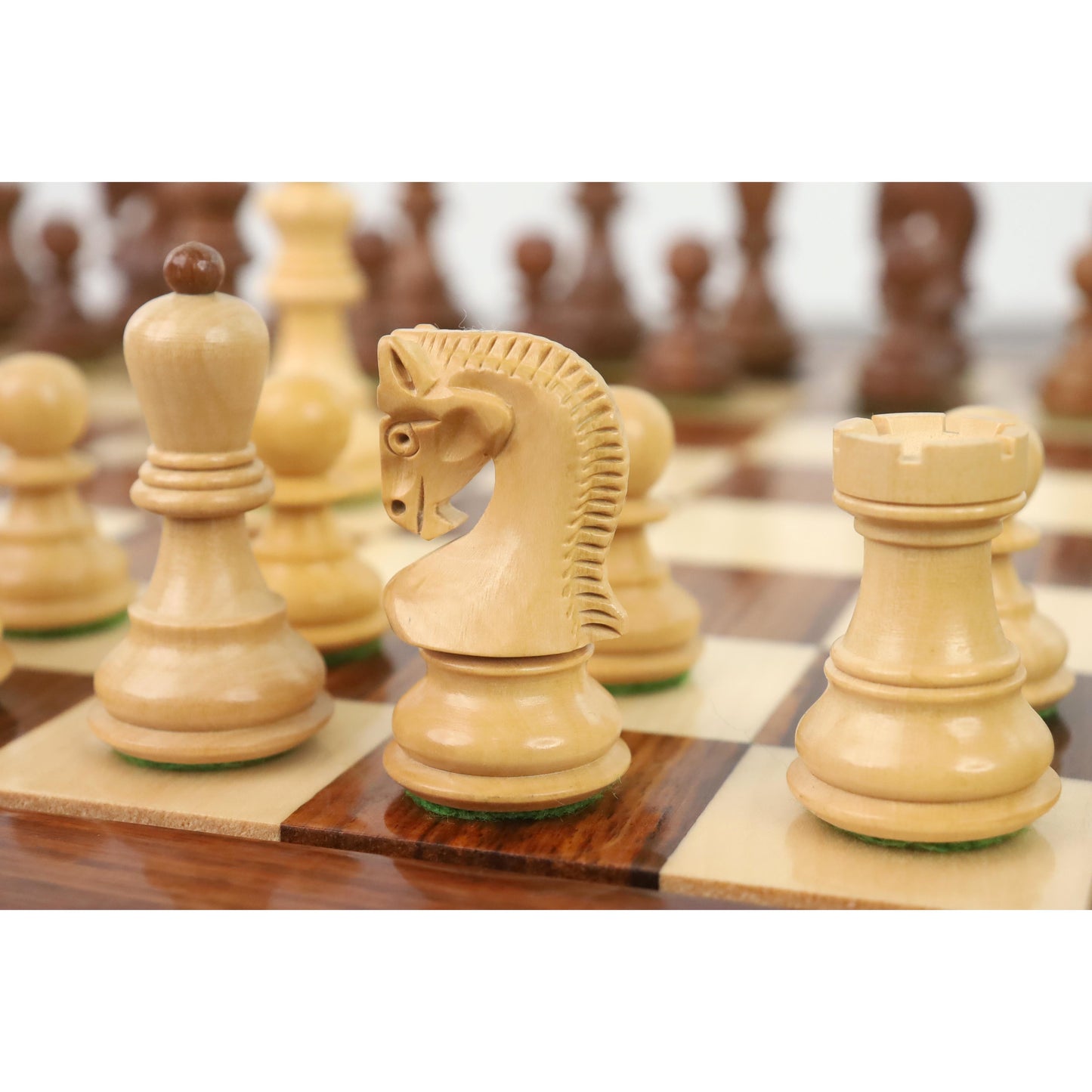 2.6″ Russian Zagreb Chess Set- Chess Pieces Only – Weighted Golden Rose wood & Boxwood