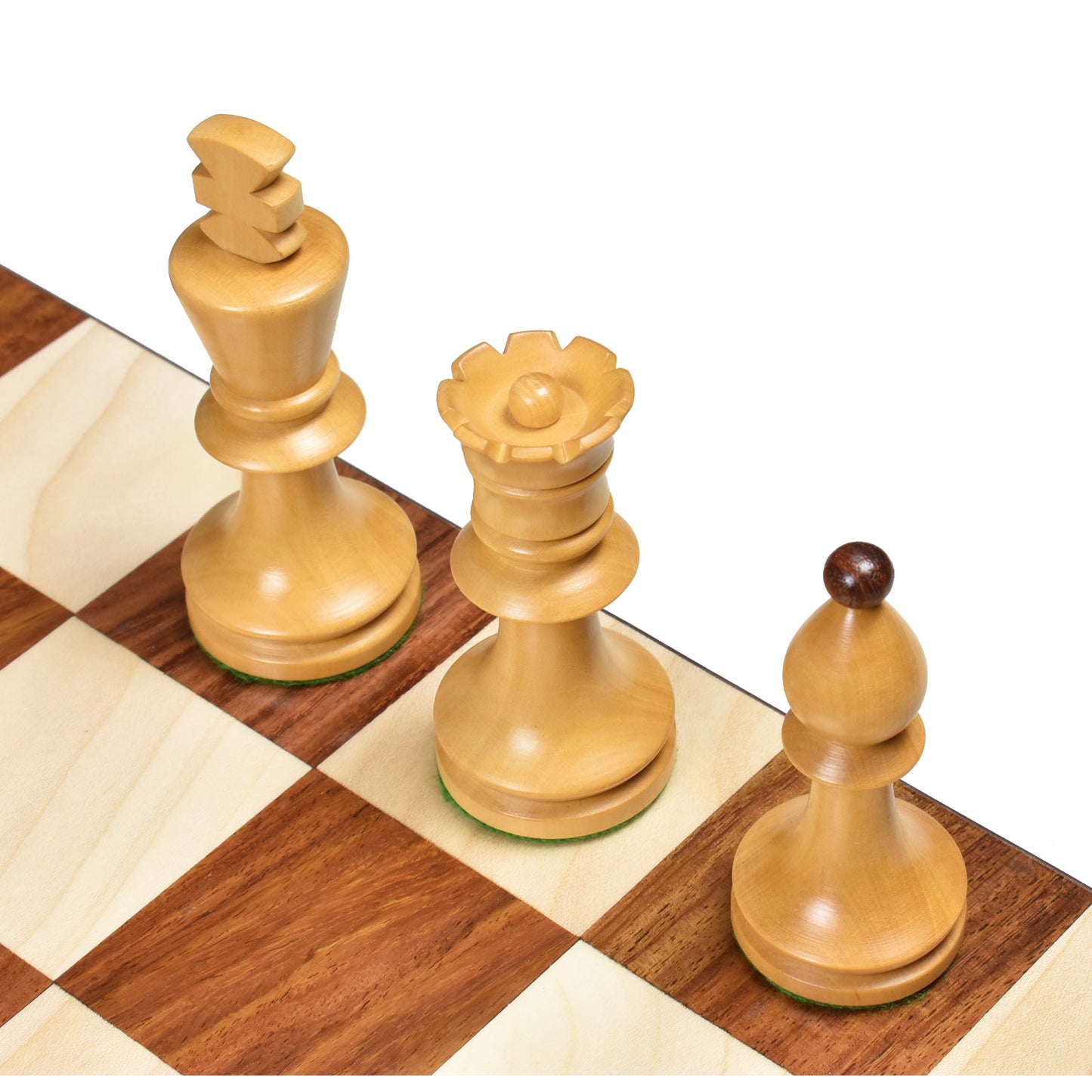 3.8" Romanian Hungarian Chess Set- Chess Pieces Only - Weighted Golden Rosewood
