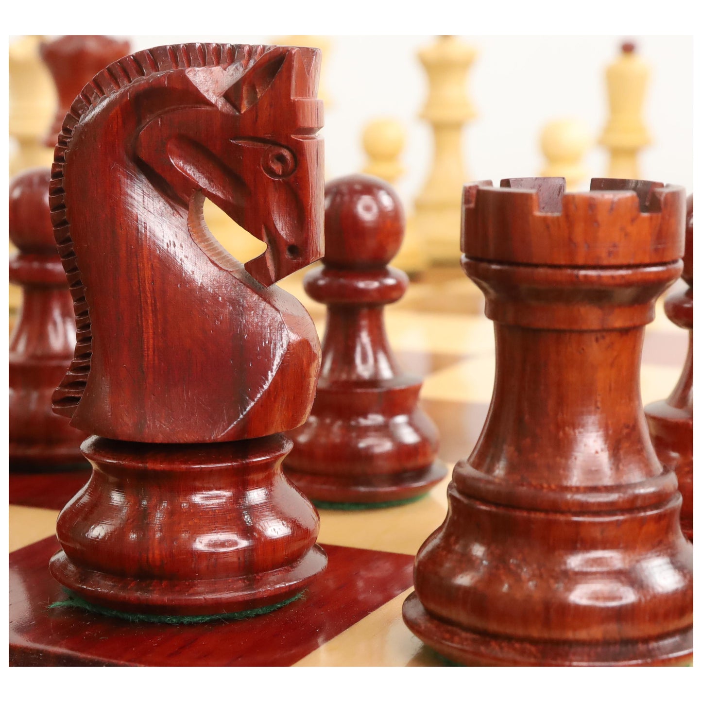 Slightly Imperfect Russian Zagreb 59' Chess Set - Chess Pieces Only - Double Weighted Bud Rose Wood