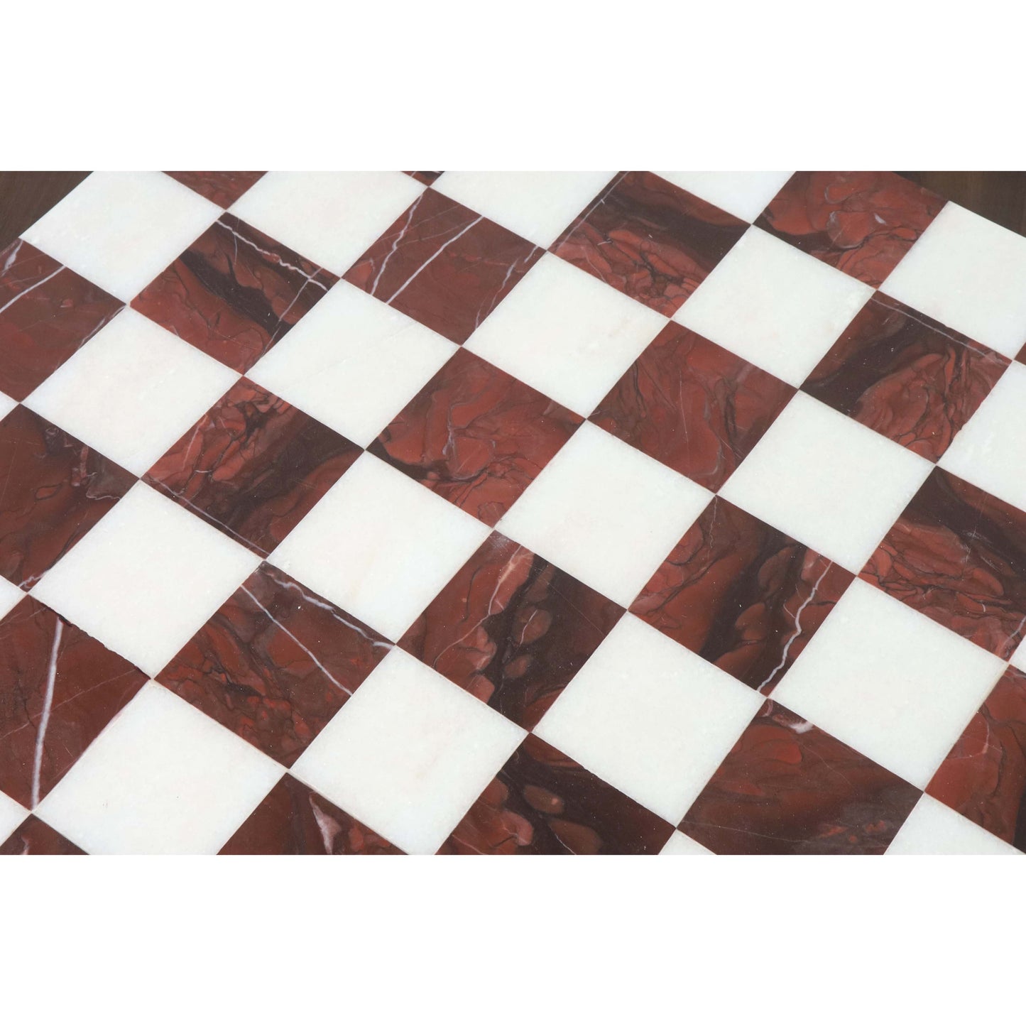 15'' Borderless Marble Stone Luxury Chess Board - Maroon Semi Precious Stones