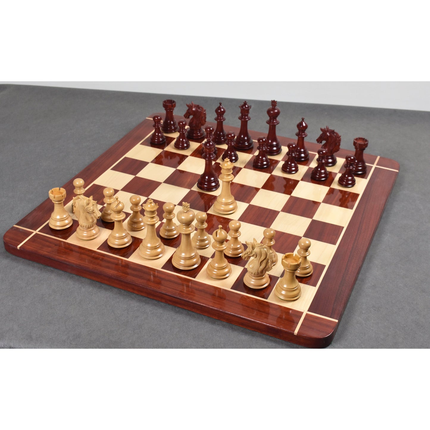 4.6" Prestige Luxury Staunton Chess Set Combo - Pieces in Bud Rosewood with Chessboard and Storage Box