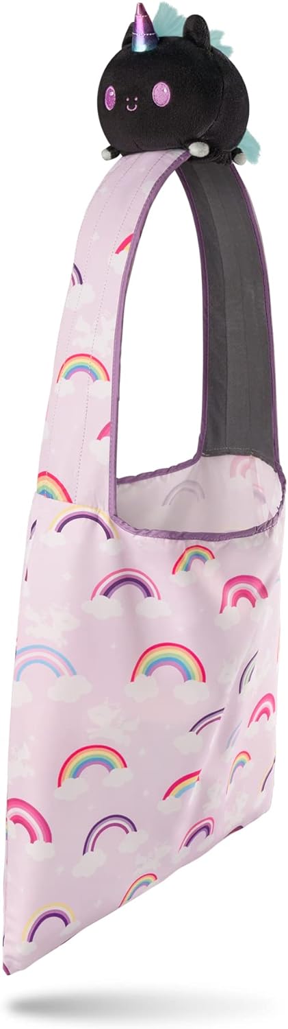 Plushie Tote: Black Unicorn/Rainbows