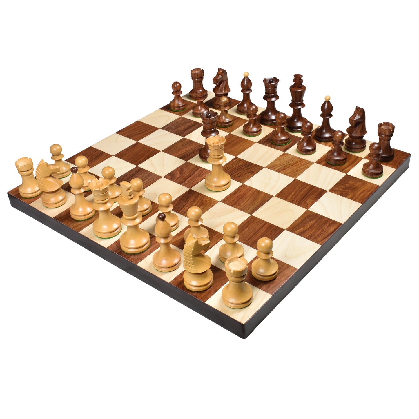 3.8" Romanian Hungarian Chess Set- Chess Pieces Only - Weighted Golden Rosewood