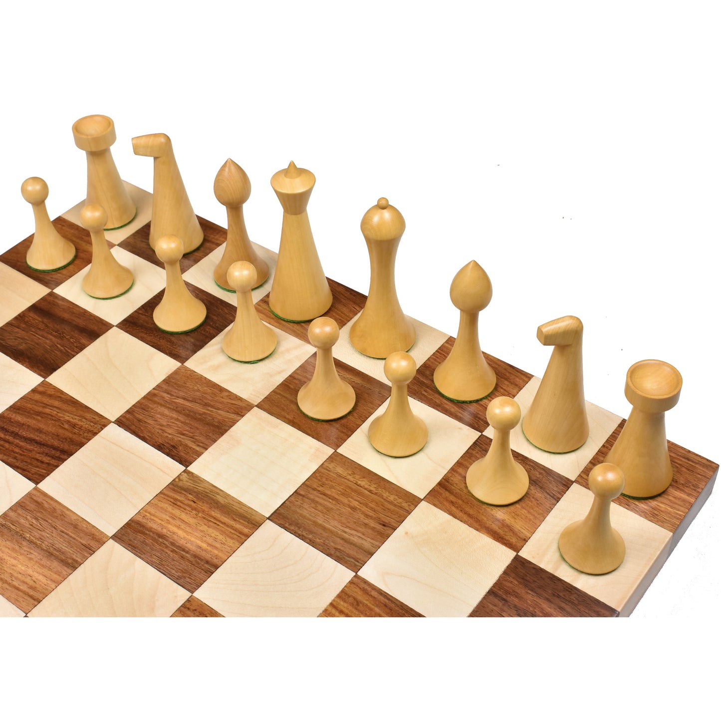 3.6" Herman Ohme Minimalist Chess Set- Chess Pieces Only- Weighted Ebonised Boxwood