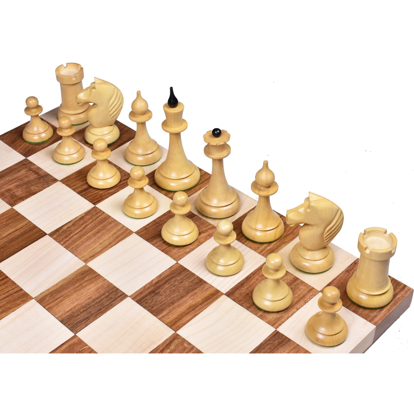 1950's Soviet Latvian Reproduced Chess Set- Chess Pieces Only- Ebonised Boxwood - 4"