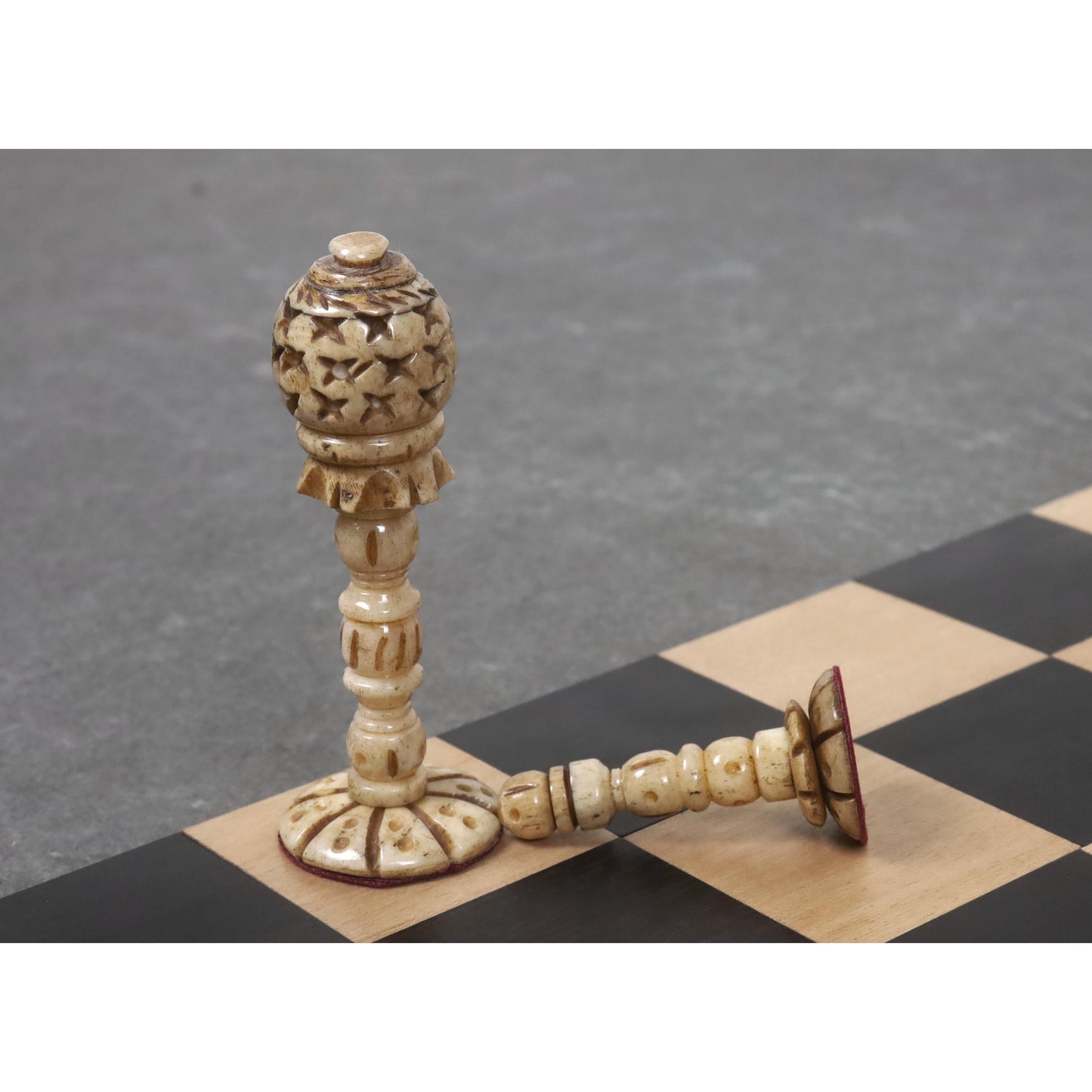3.7" English Series Pre-Staunton Chess Set- Chess Pieces Only - Antique Camel Bone