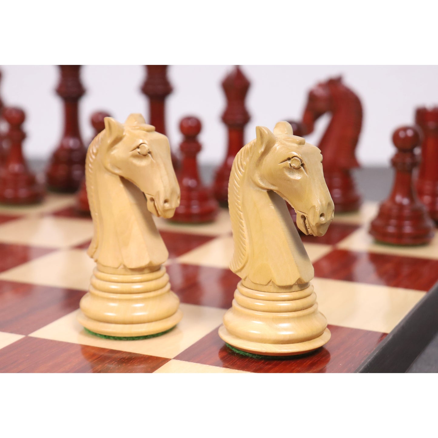 3.9" New Columbian Staunton Chess Set- Chess Pieces Only - Bud Rosewood - Double Weighted