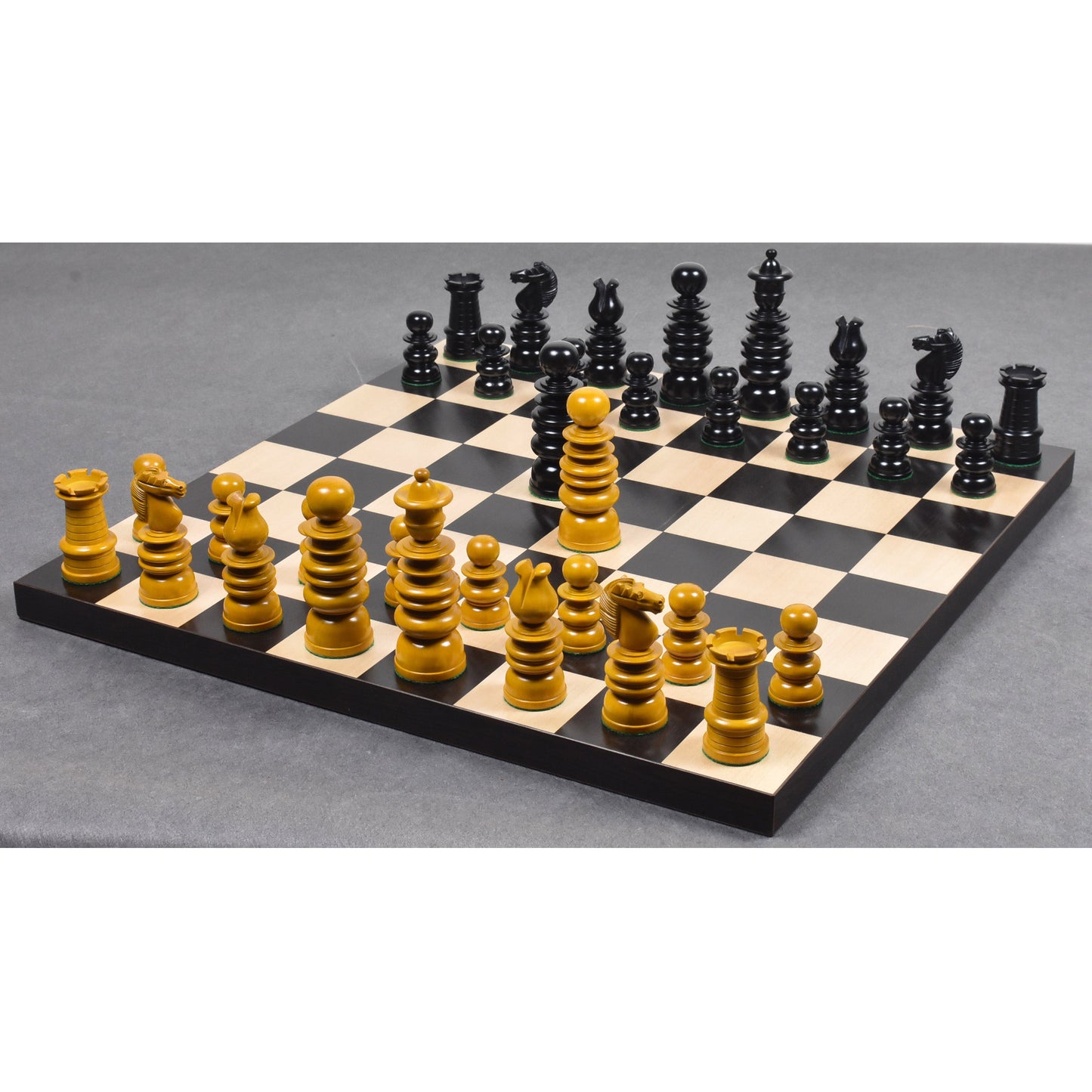 4.3" St. George Pre-Staunton Calvert Chess Set- Chess Pieces Only-Antiqued Boxwood And Ebony