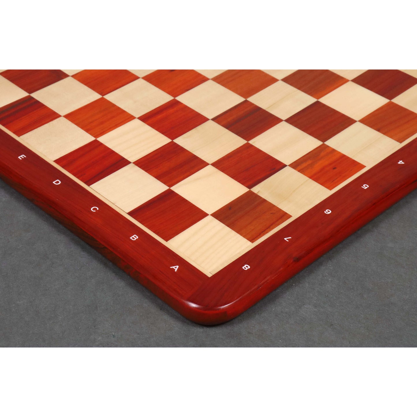 21" Chess board -Solid Bud Rosewood and Maple- 55 mm square- Algebraic Notations