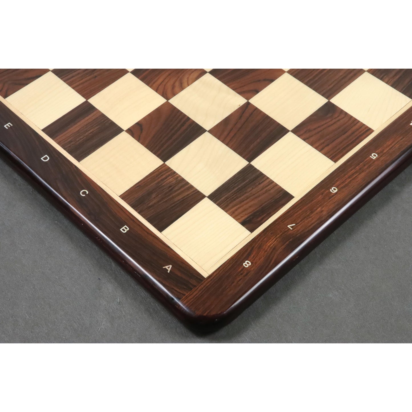 21" Flat Chessboard in Rosewood & Maple Wood - 55 mm Square- Algebraic Notations