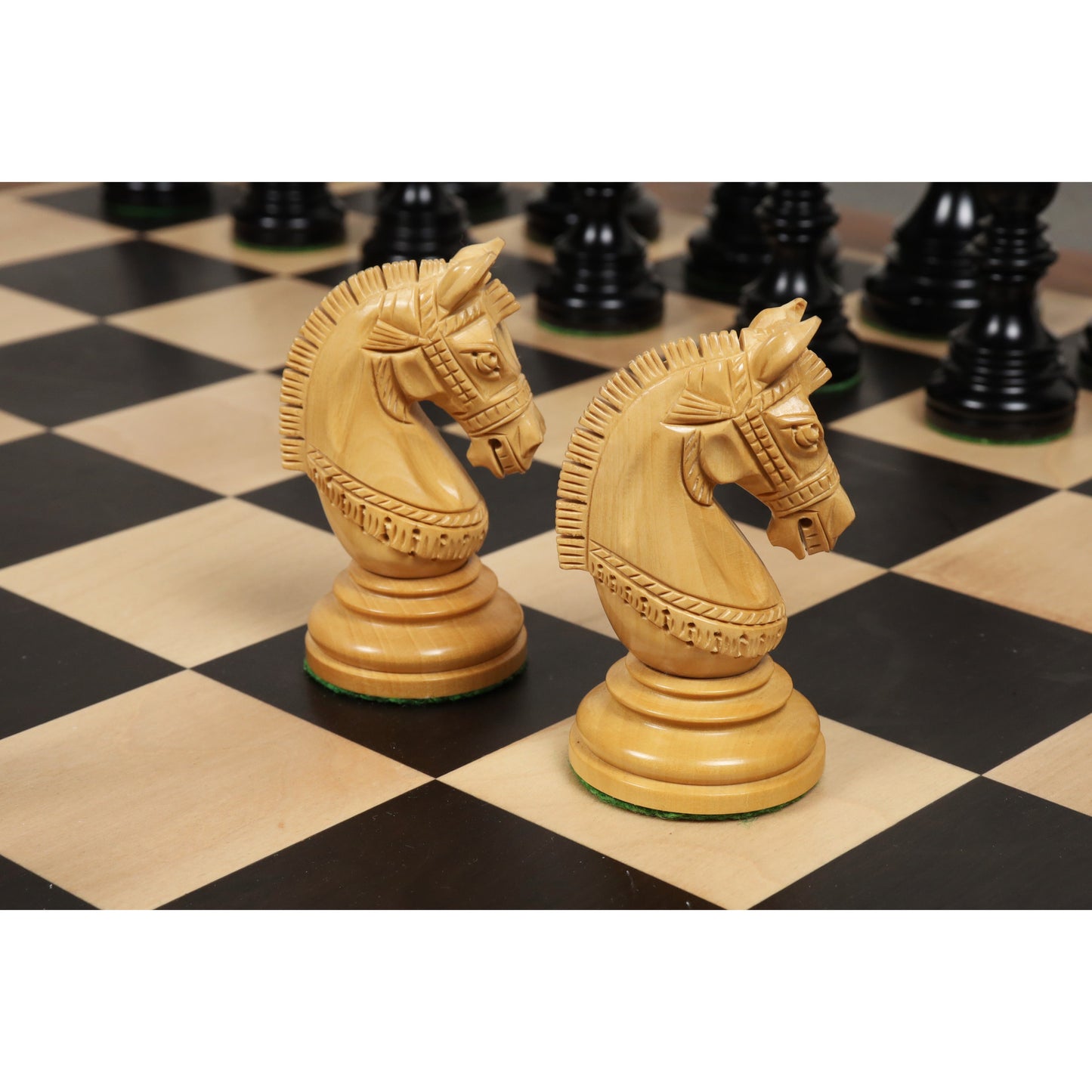 Combo of 4.1" Stallion Staunton Luxury Ebony Wood Chess Pieces with 23" Large Ebony & Maple Wood Chessboard and Storage Box