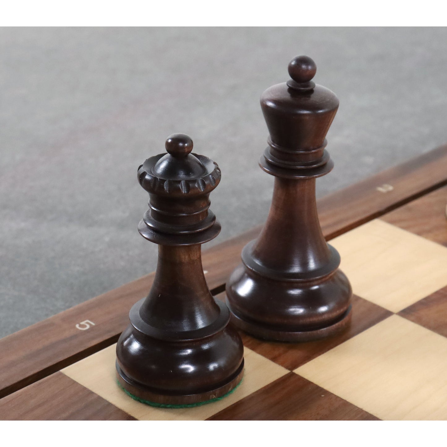 1950s' Fischer Dubrovnik Chess Set- Chess Pieces Only - Unweighted Base - Mahogany Stained Boxwood