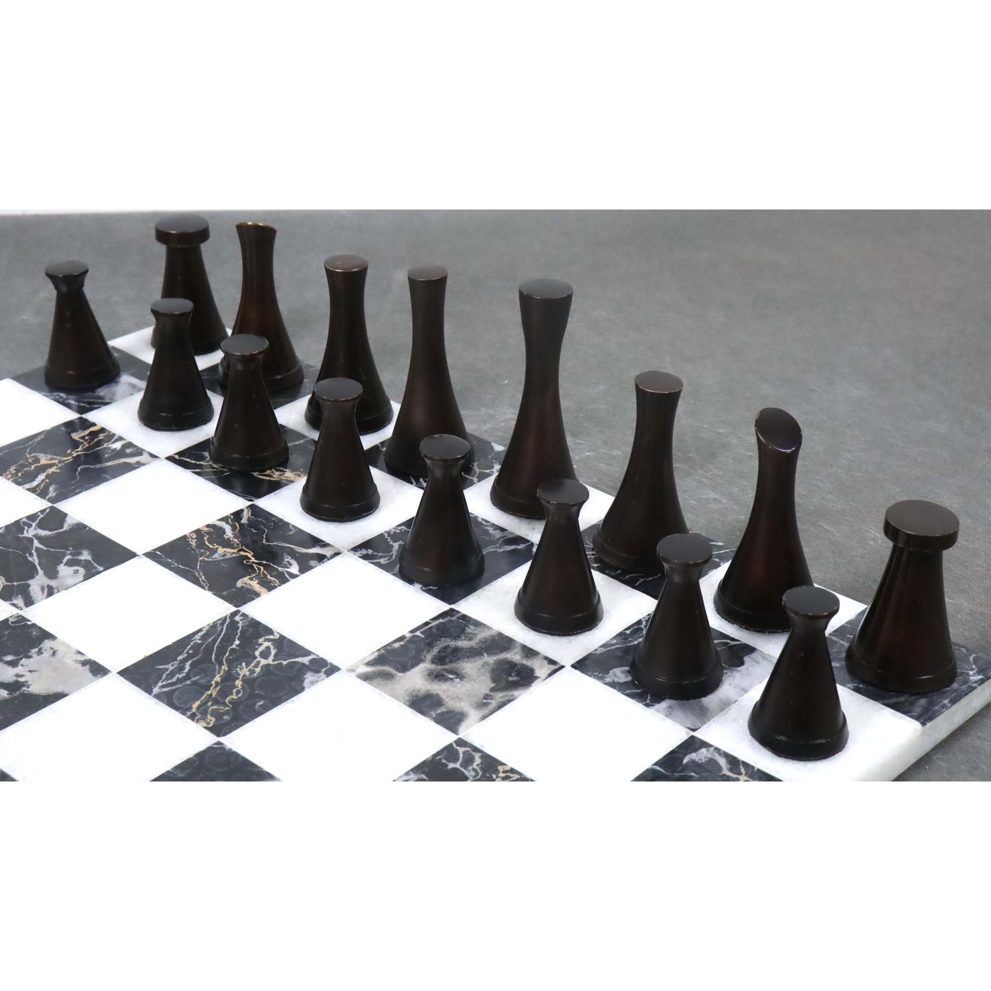 3.1" Tower Series Brass Metal Luxury Chess Pieces Only Set - Silver & Antique