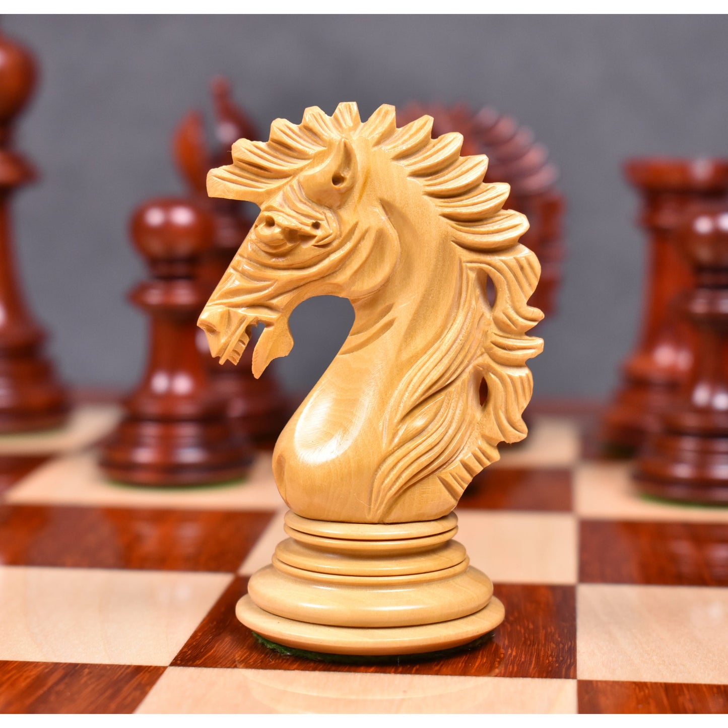 Combo of 4.6" Mogul Staunton Luxury Bud Rose Wood Chess Pieces with Chessboard and Storage Box