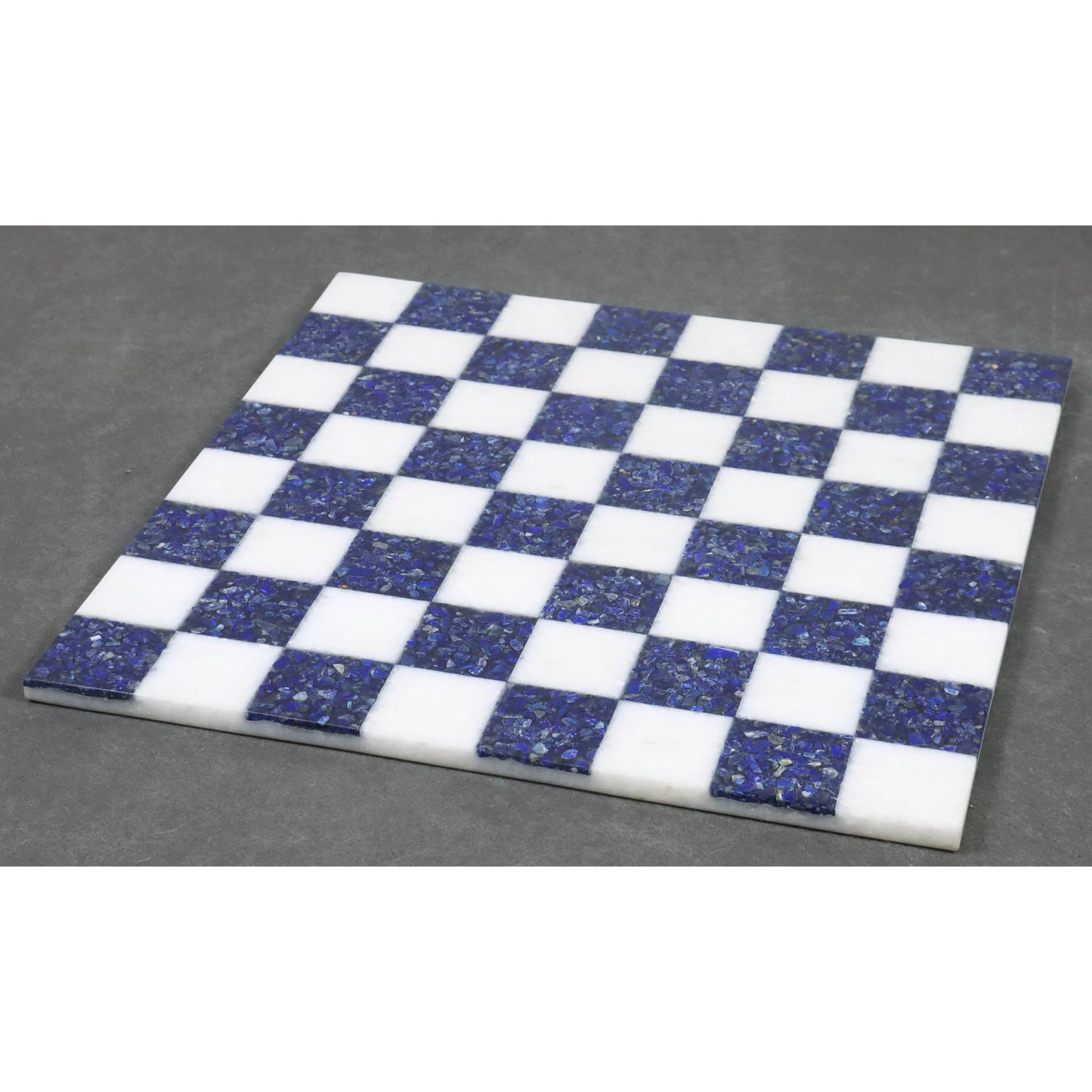 15'' Borderless Marble Stone Luxury Chess Board - Lapis lazuli Blue and White