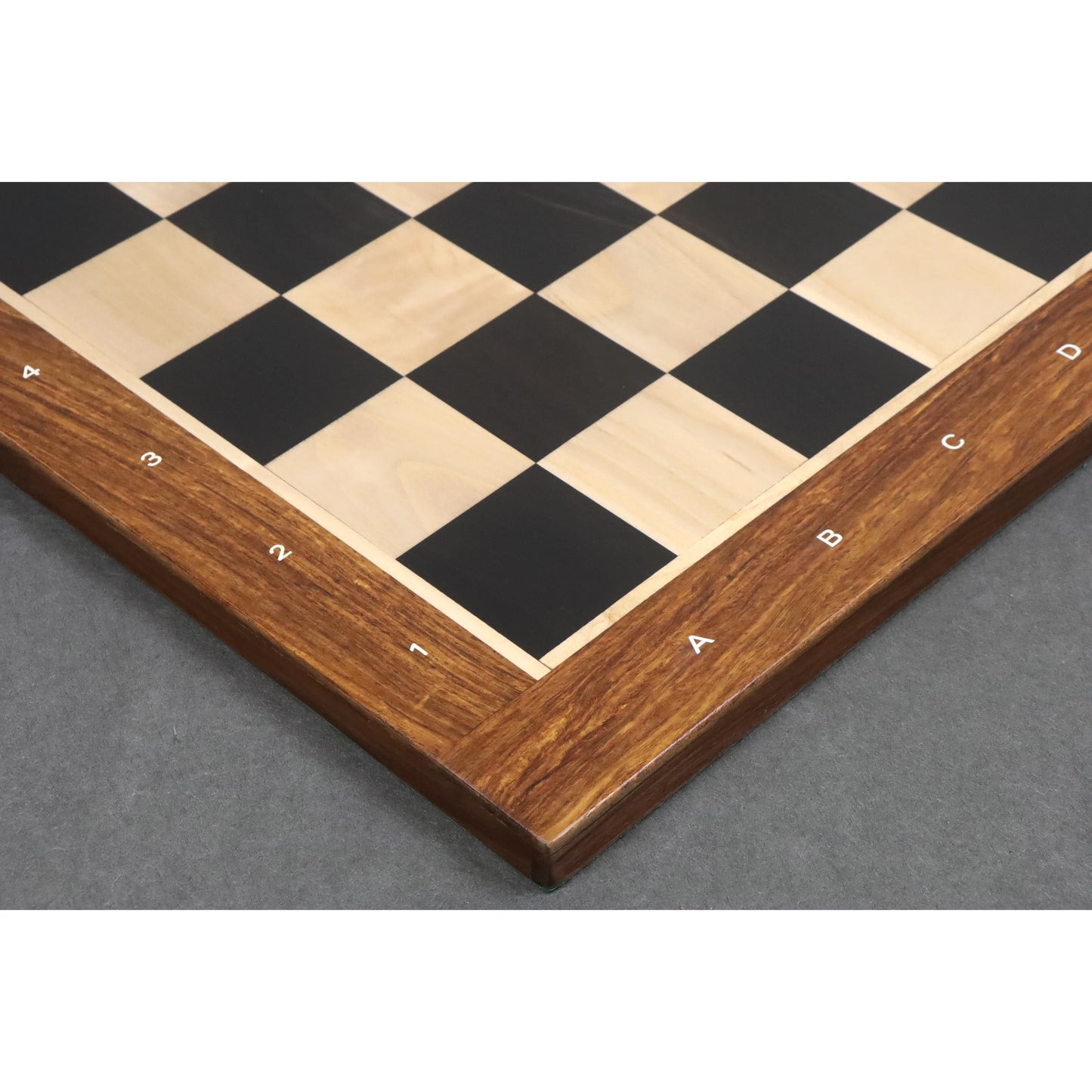 23" Large Solid Ebony & Maple Wood Chessboard 60 mm Square - Algebraic notations