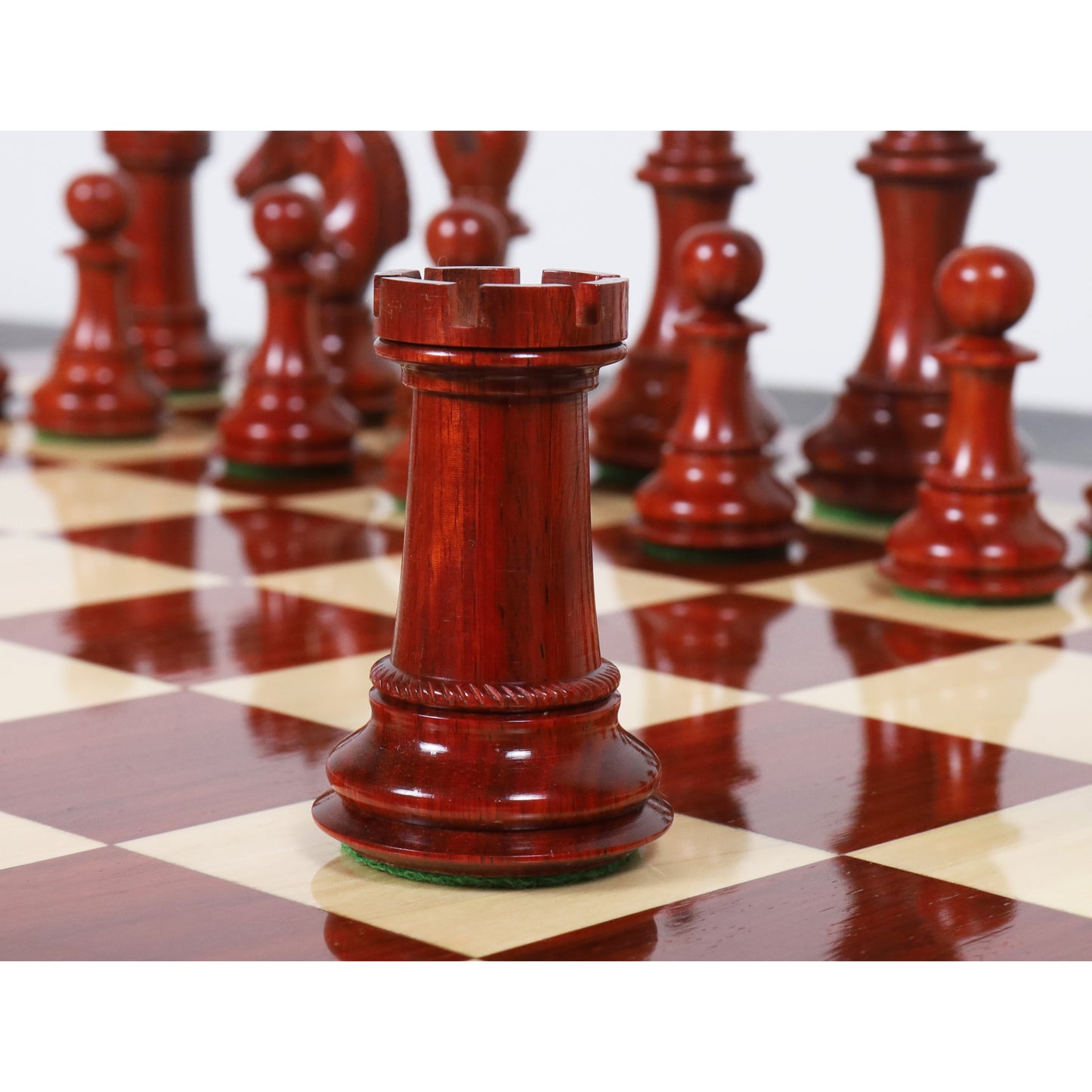 Combo of 4.5" Sheffield Staunton Luxury Chess Set - Pieces in Bud Rosewood with Chessboard and Storage Box