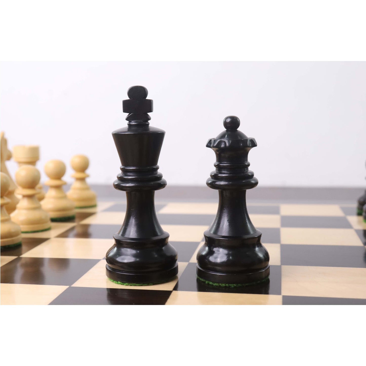 Combo of 3.3" Tournament Staunton Chess Set - Pieces in Ebonised Boxwood with Board and Box