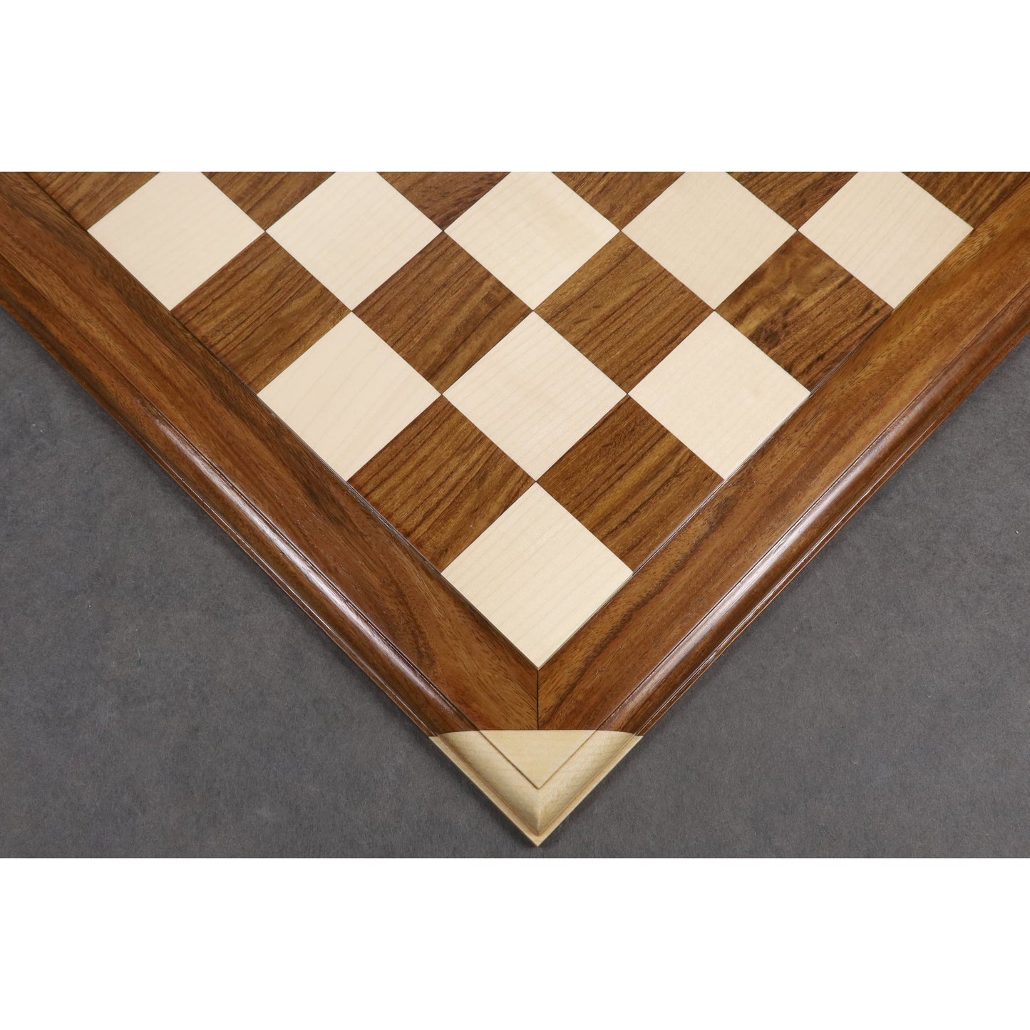 21" Golden Rosewood & Maple Wood Luxury Chessboard - 55 mm Square- Carved Border