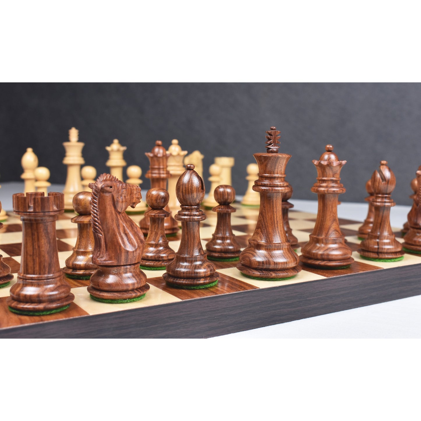 3.9" Royal Knight Staunton Chess Set- Chess Pieces Only- Triple Weight Golden Rosewood