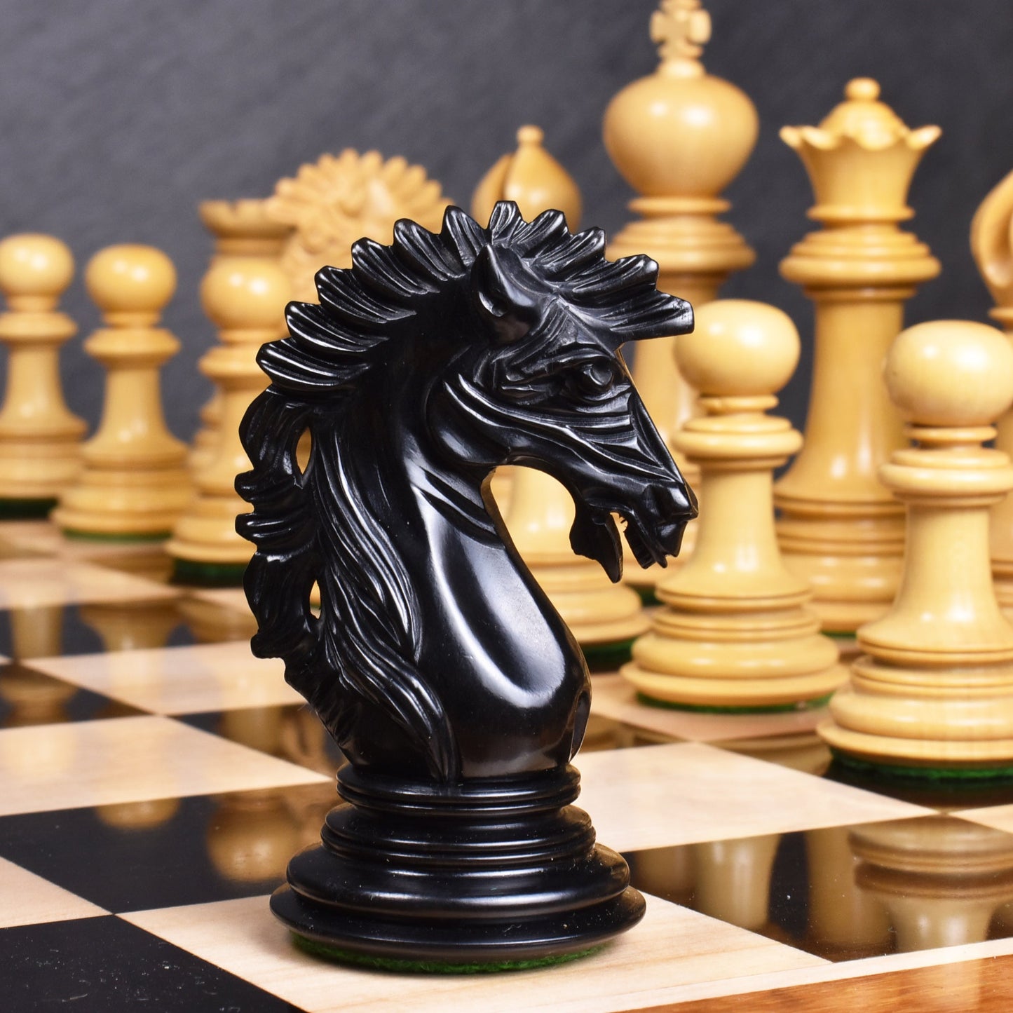 4.6" Mogul Staunton Luxury Chess Set- Chess Pieces Only - Triple Weighted Ebony Wood