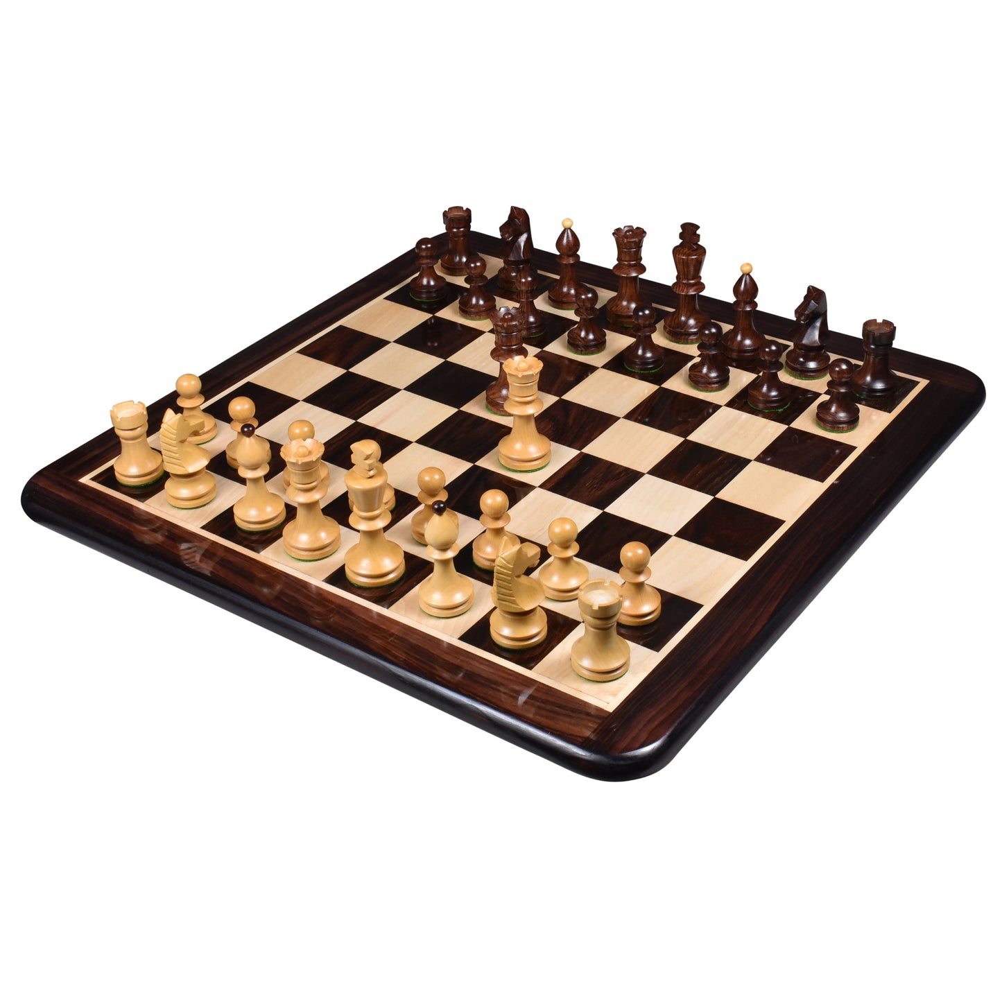 3.8" Romanian Hungarian Tournament Chess Set- Chess Pieces Only - Weighted Rosewood