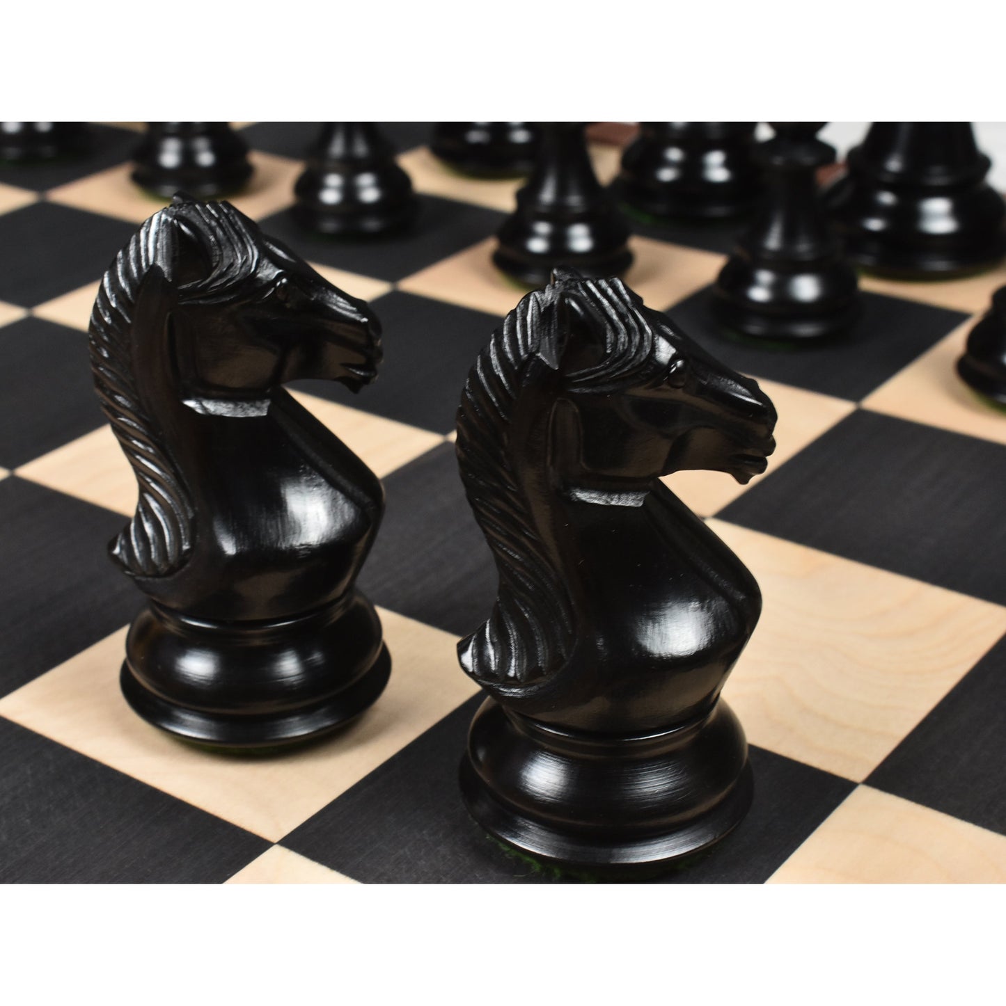 4" Majestic Series Staunton Chess Set- Chess Pieces Only-Double Weight Ebonised boxwood