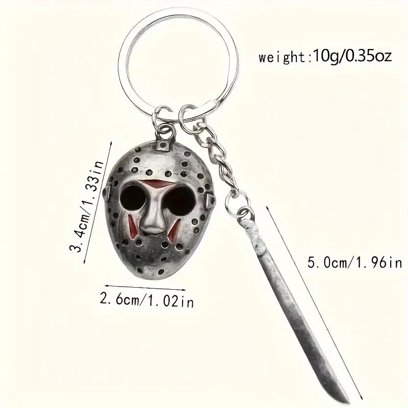 Friday the 13th Jason Voorhees Mask with Machete Keyring