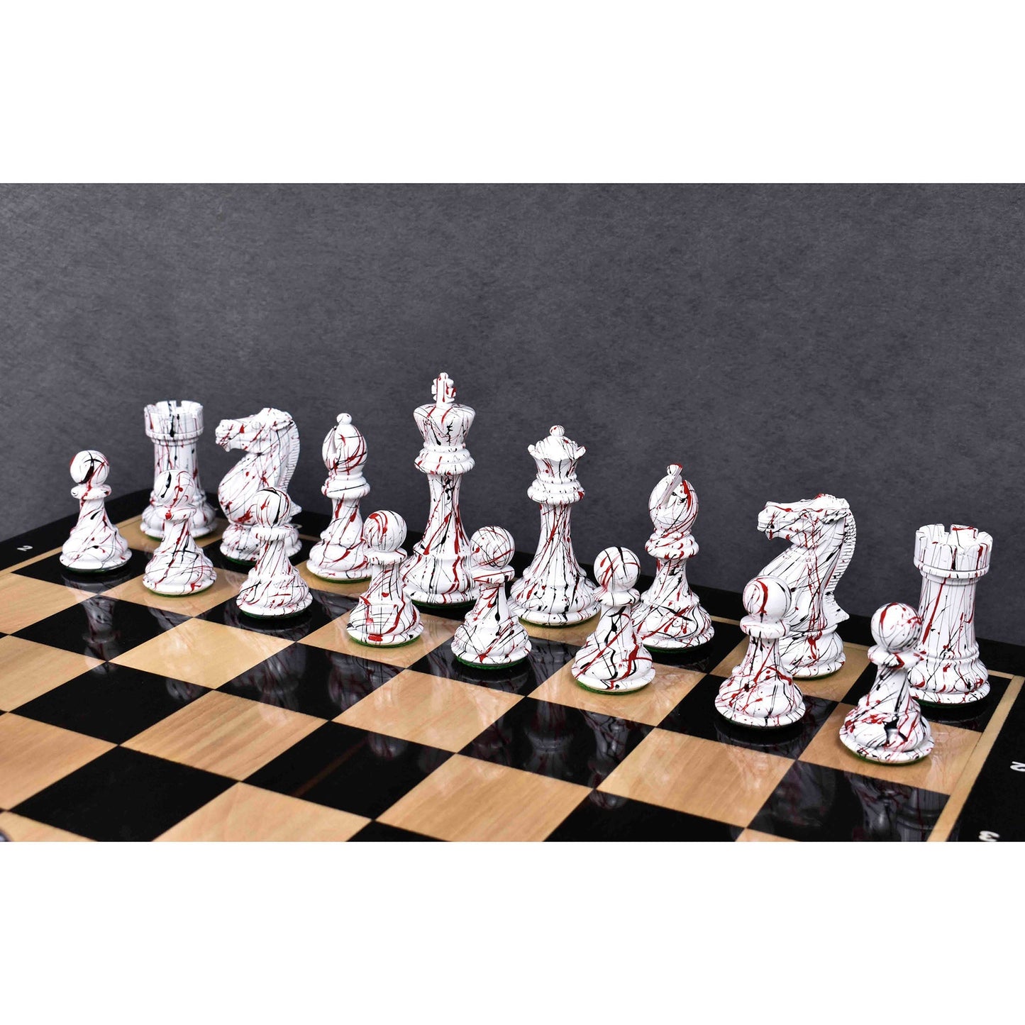 Slightly Imperfect 4.1" Texture Painted Staunton Chess Set- Chess Pieces Only - Weighted Boxwood