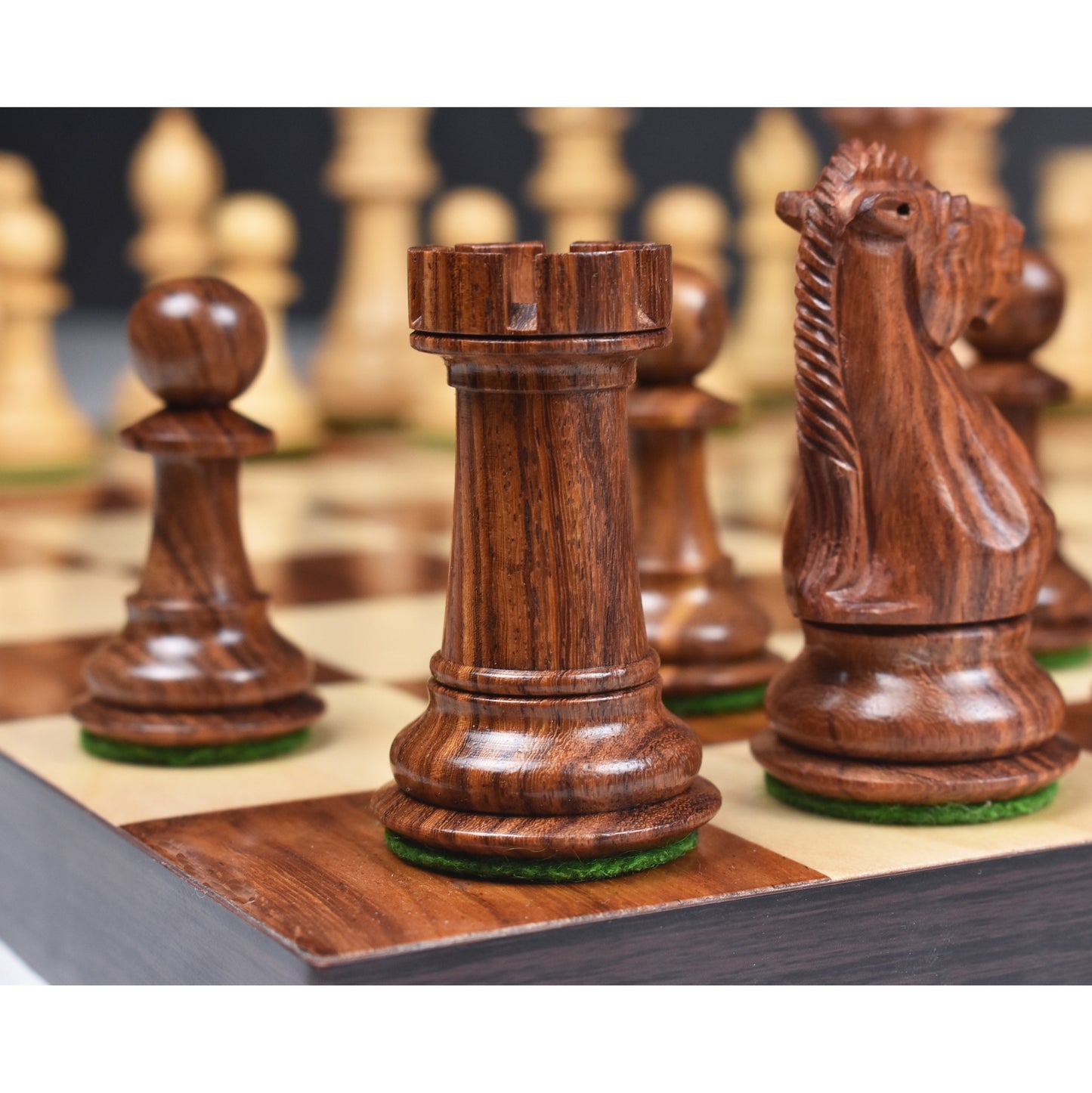 3.9" Royal Knight Staunton Chess Set- Chess Pieces Only- Triple Weight Golden Rosewood