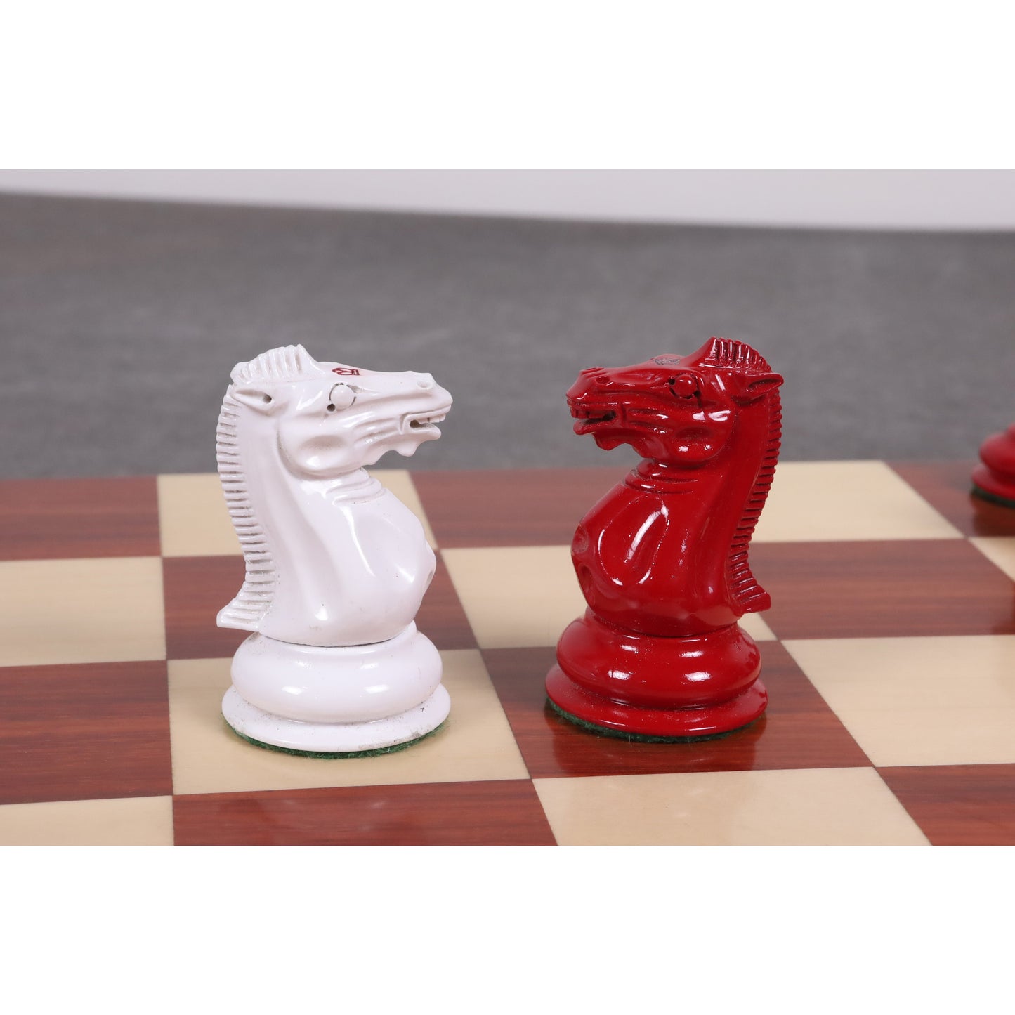 1849 Jacques Cook Staunton Collectors Chess Set- Chess Pieces Only - Red & White - 3.75"