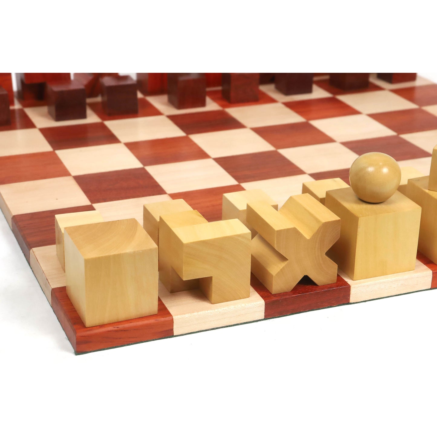Reproduced 1923 Bauhaus Combo Chess Set -Bud Rosewood Chess Pieces + Chess Board