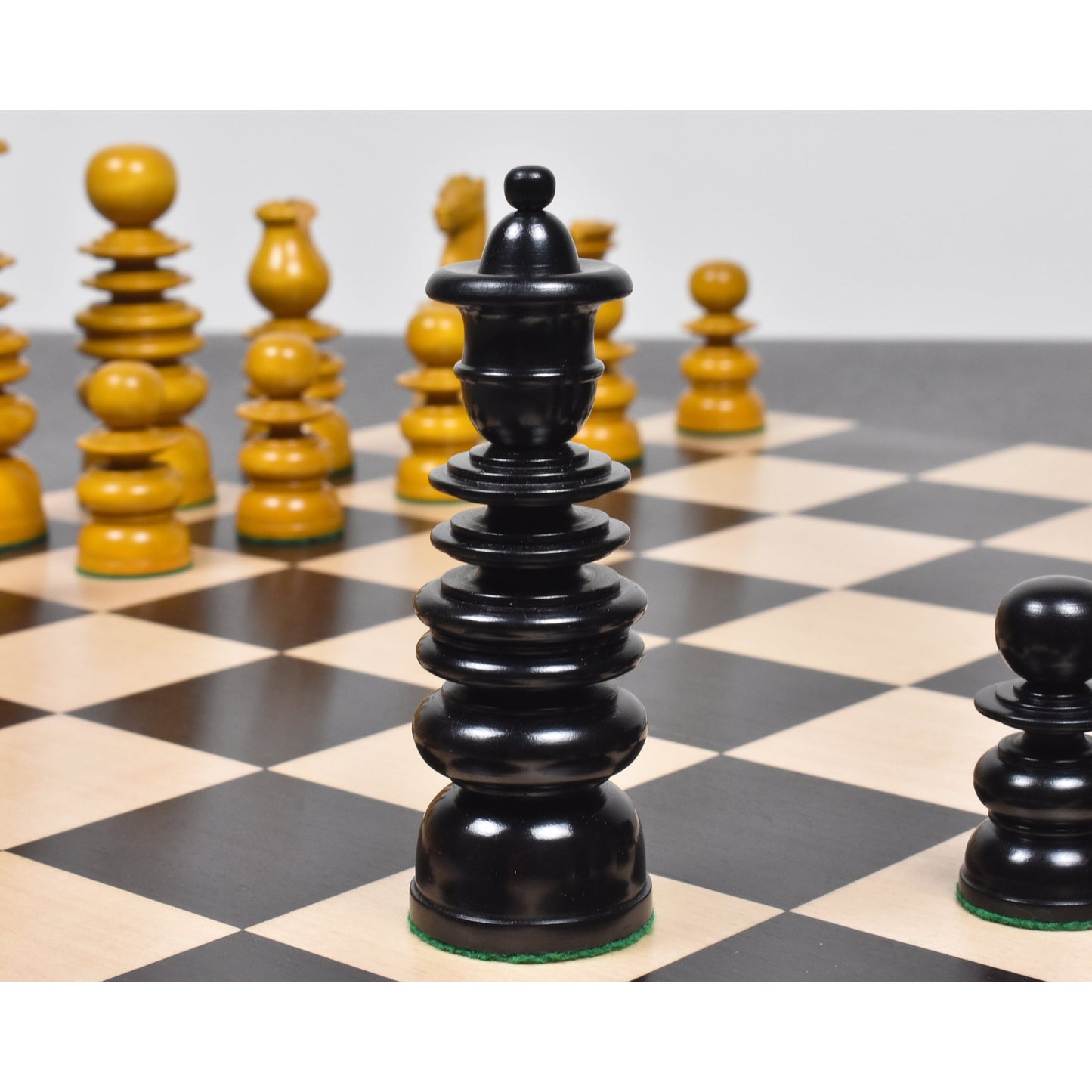 4.3" St. George Pre-Staunton Calvert Chess Set- Chess Pieces Only-Antiqued Boxwood And Ebony