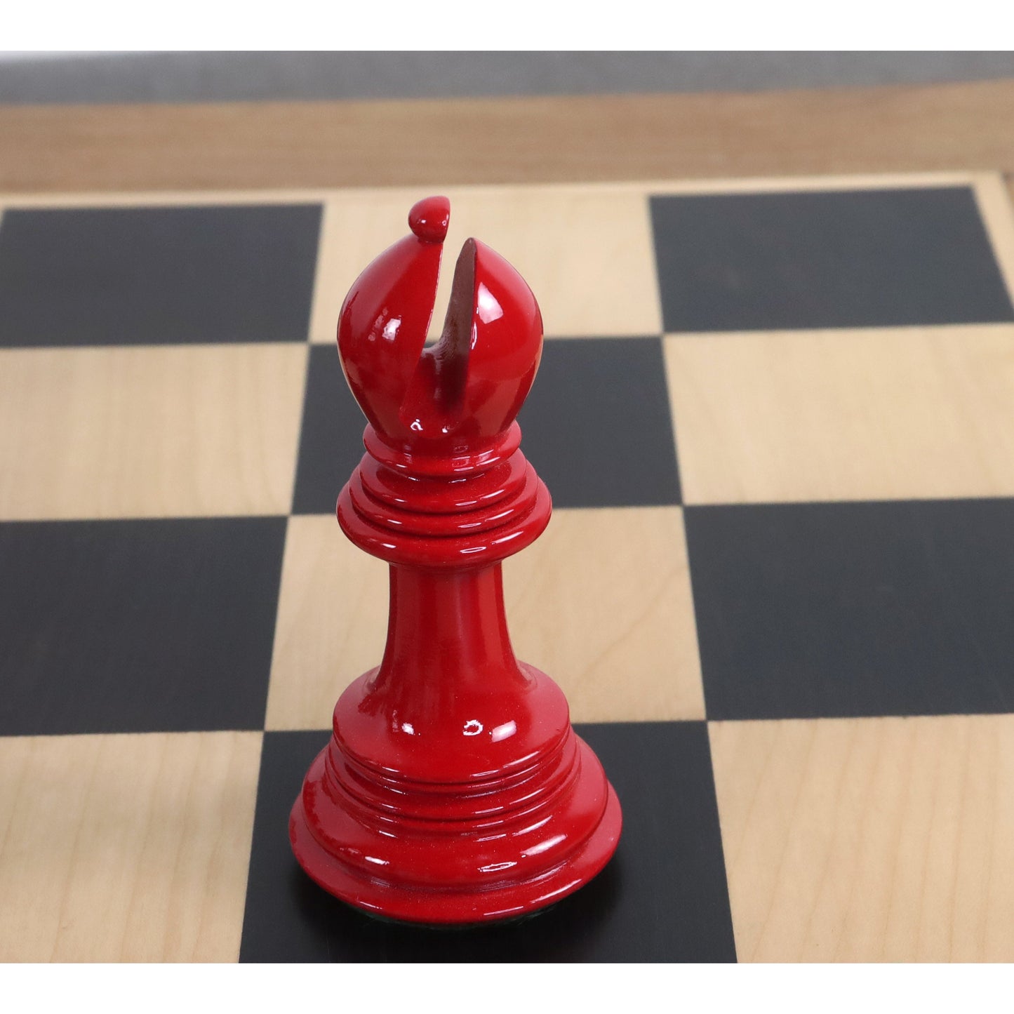 Combo of Mogul Staunton Lacquered Chess Pieces with 23" Large Ebony & Maple Wood Chessboard and Storage Box