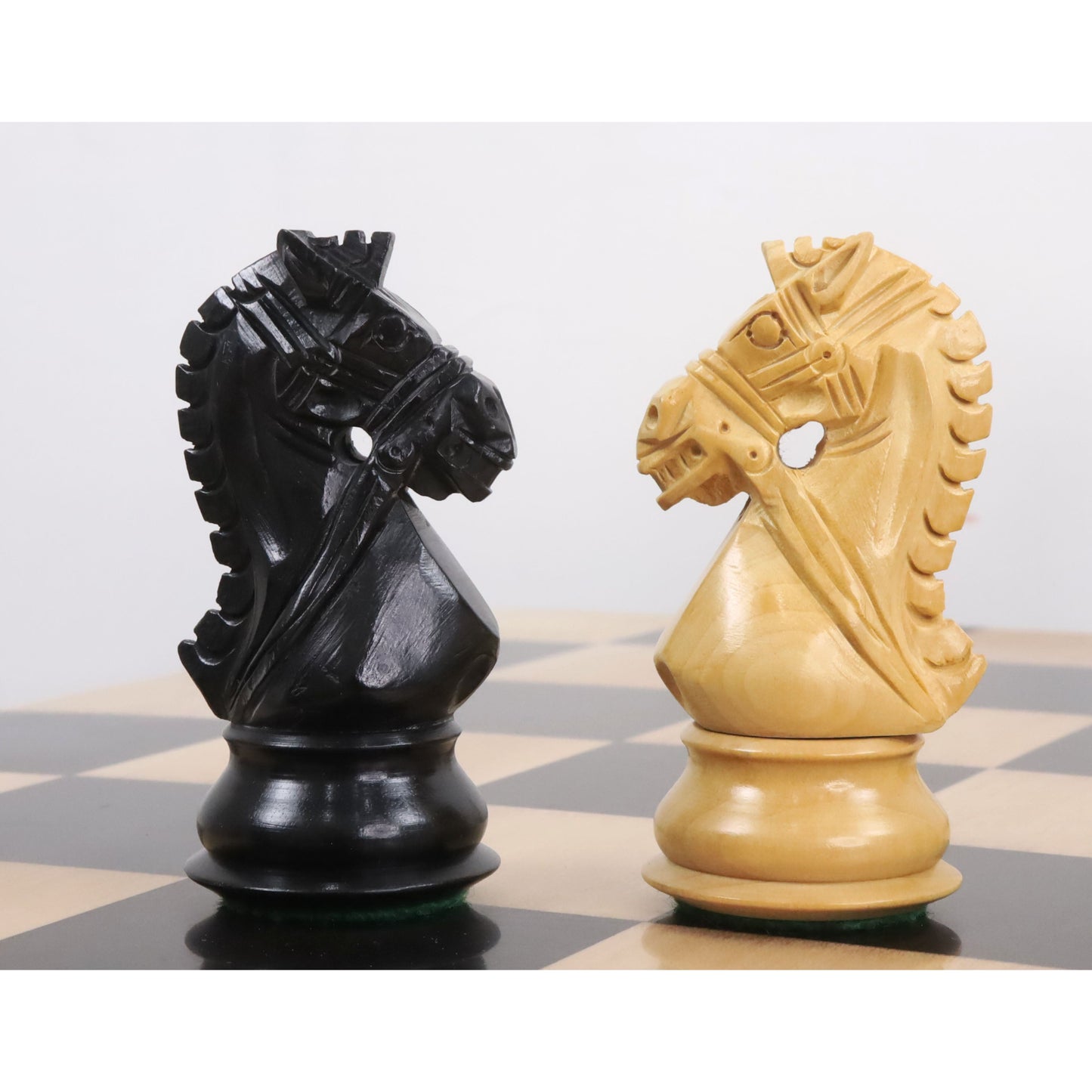 4" Bridle Staunton Luxury Chess Set- Chess Pieces Only - Ebony Wood & Boxwood