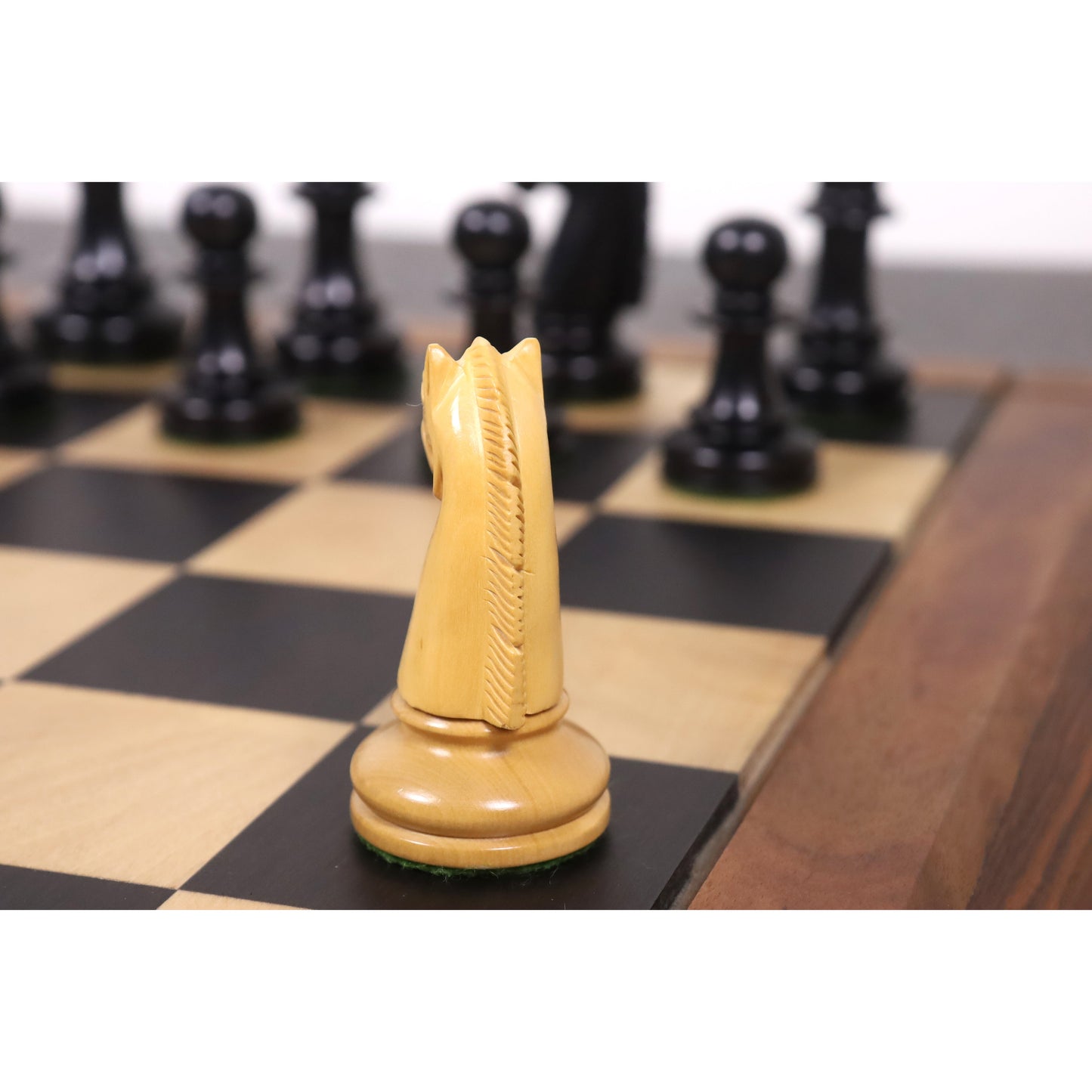 3.5" Persian Knight Staunton Chess Set- Chess Pieces Only - Weighted Ebonised Boxwood