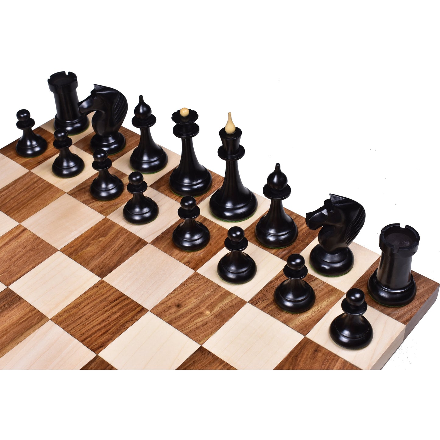 1950's Soviet Latvian Reproduced Chess Set- Chess Pieces Only- Ebonised Boxwood - 4"