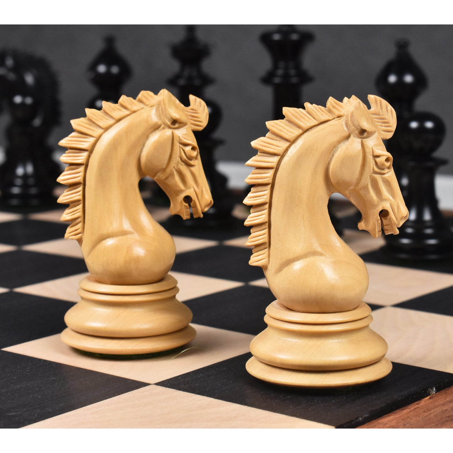 Combo of 3.7" Emperor Series Staunton Chess Set - Pieces in Ebony Wood with Board and Box