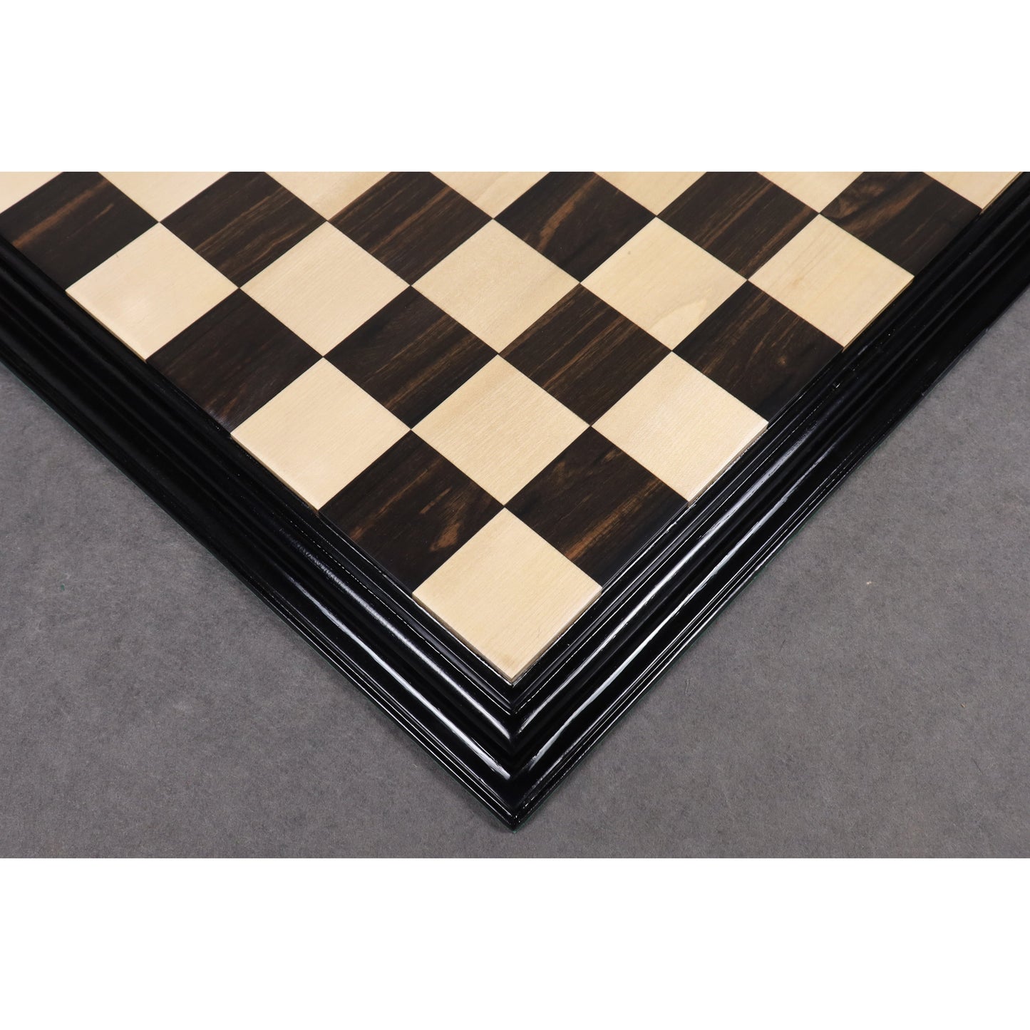 21" Ebony & Maple Wood Luxury Chess board with Carved Border- 57 mm Square