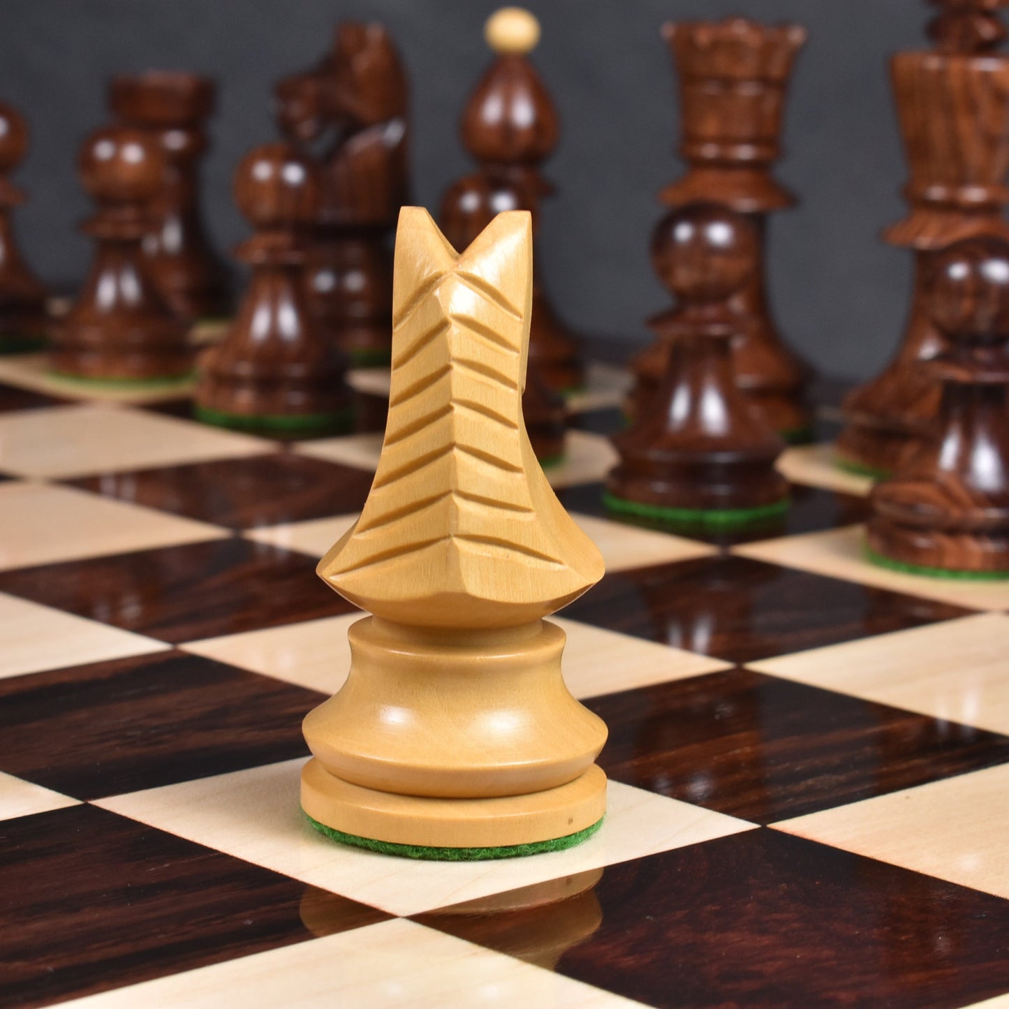 3.8" Romanian Hungarian Tournament Chess Set- Chess Pieces Only - Weighted Rosewood