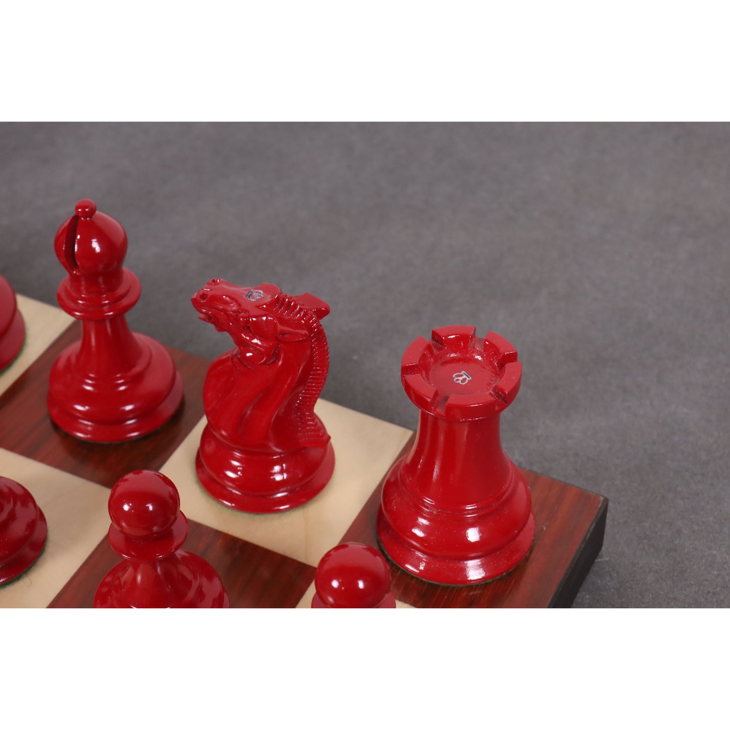1849 Jacques Cook Staunton Collectors Chess Set- Chess Pieces Only - Red & White - 3.75"