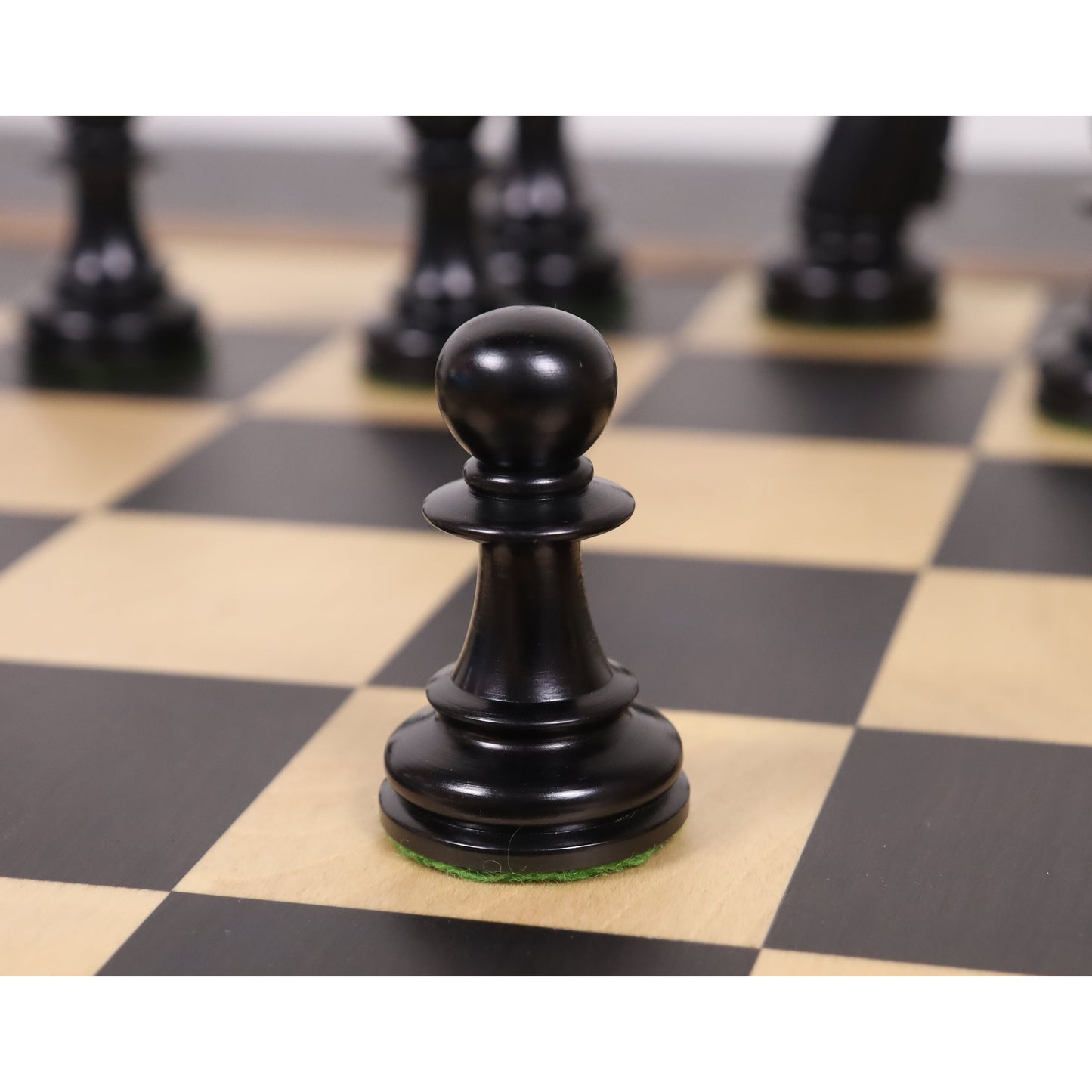3.5" Persian Knight Staunton Chess Set- Chess Pieces Only - Weighted Ebonised Boxwood