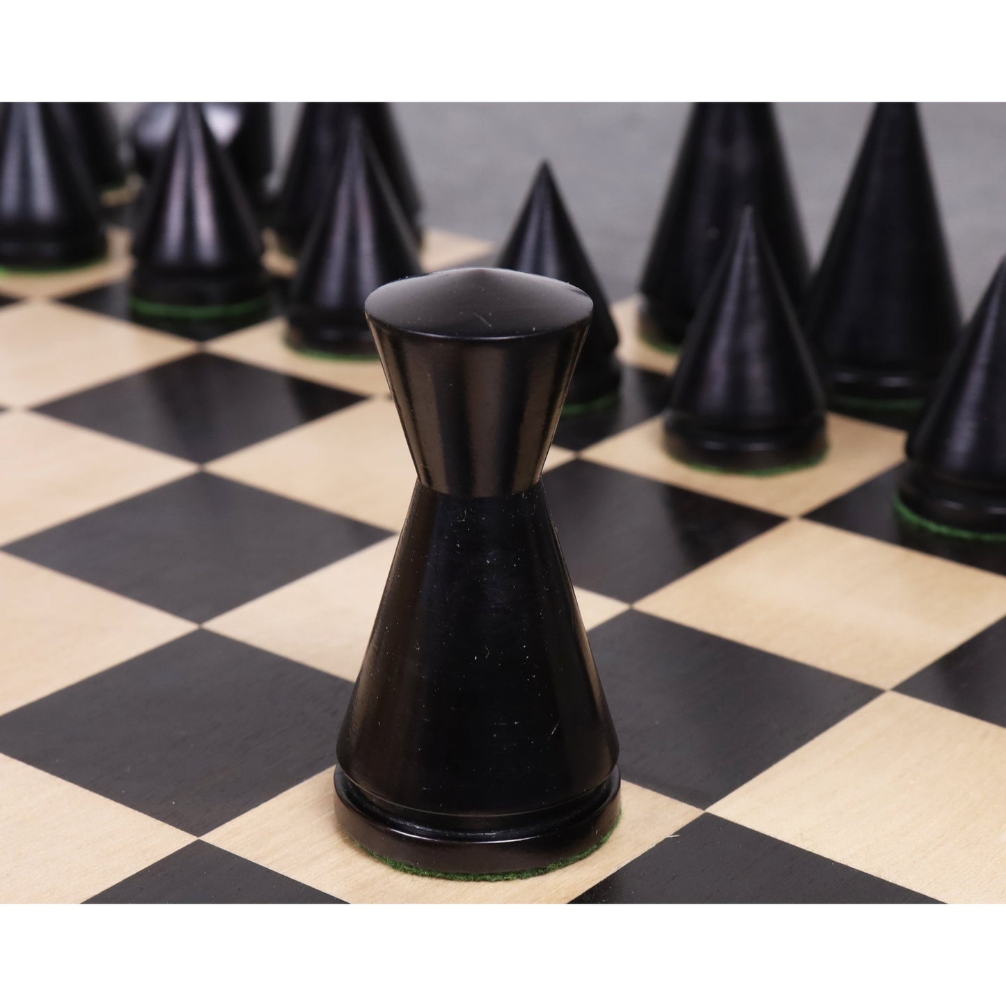 3.1" Russian Poni Minimalist Chess Set- Chess Pieces Only - Ebonised Boxwood & Boxwood