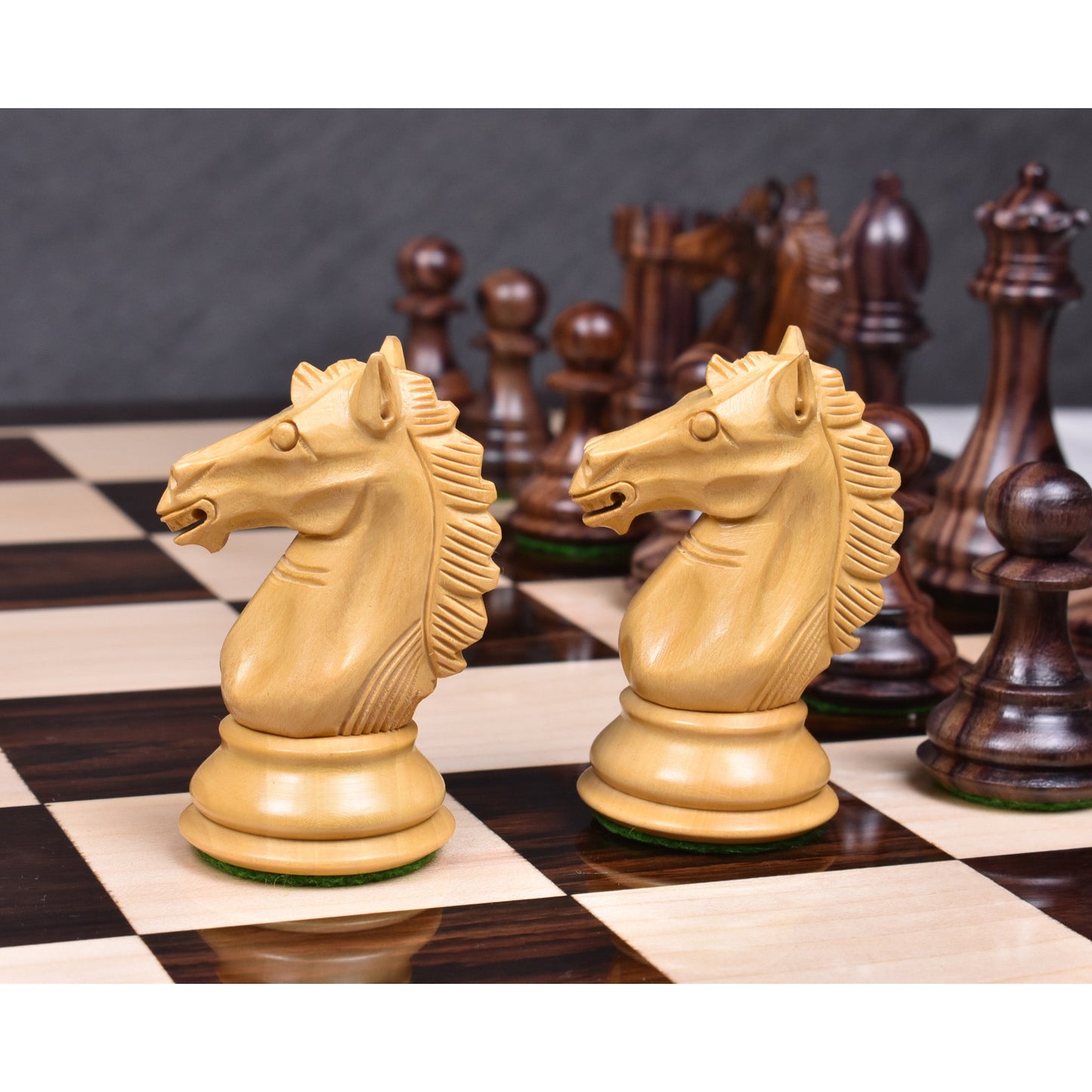 3.9" Exclusive Alban Staunton Chess Set- Chess Pieces Only - Triple Weighted Rosewood